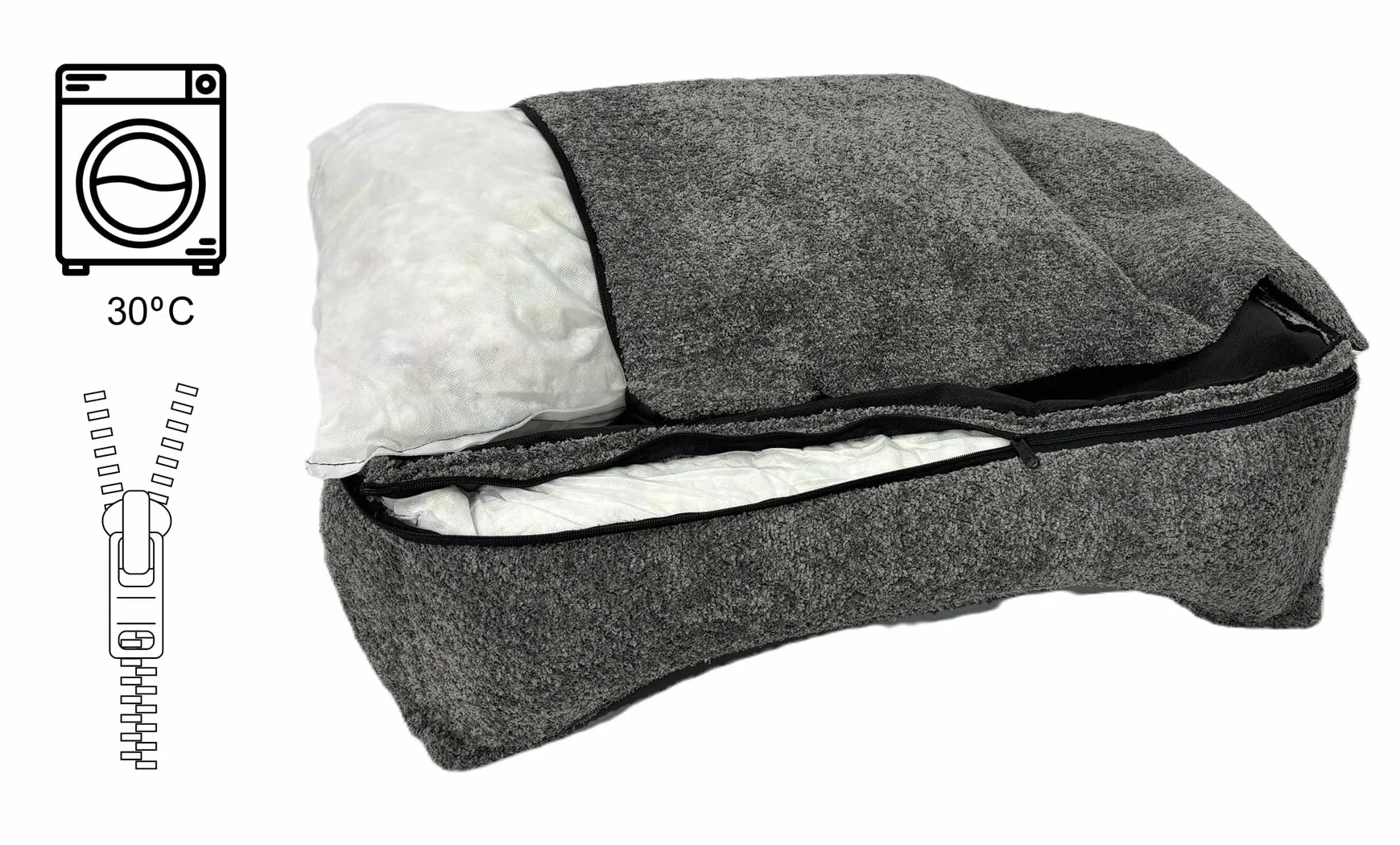 Divano Boucle cuccia per cani cuscino per cani divano per cani. Rivestimento sfoderabile e lavabile. (Antilope, M 80x60)