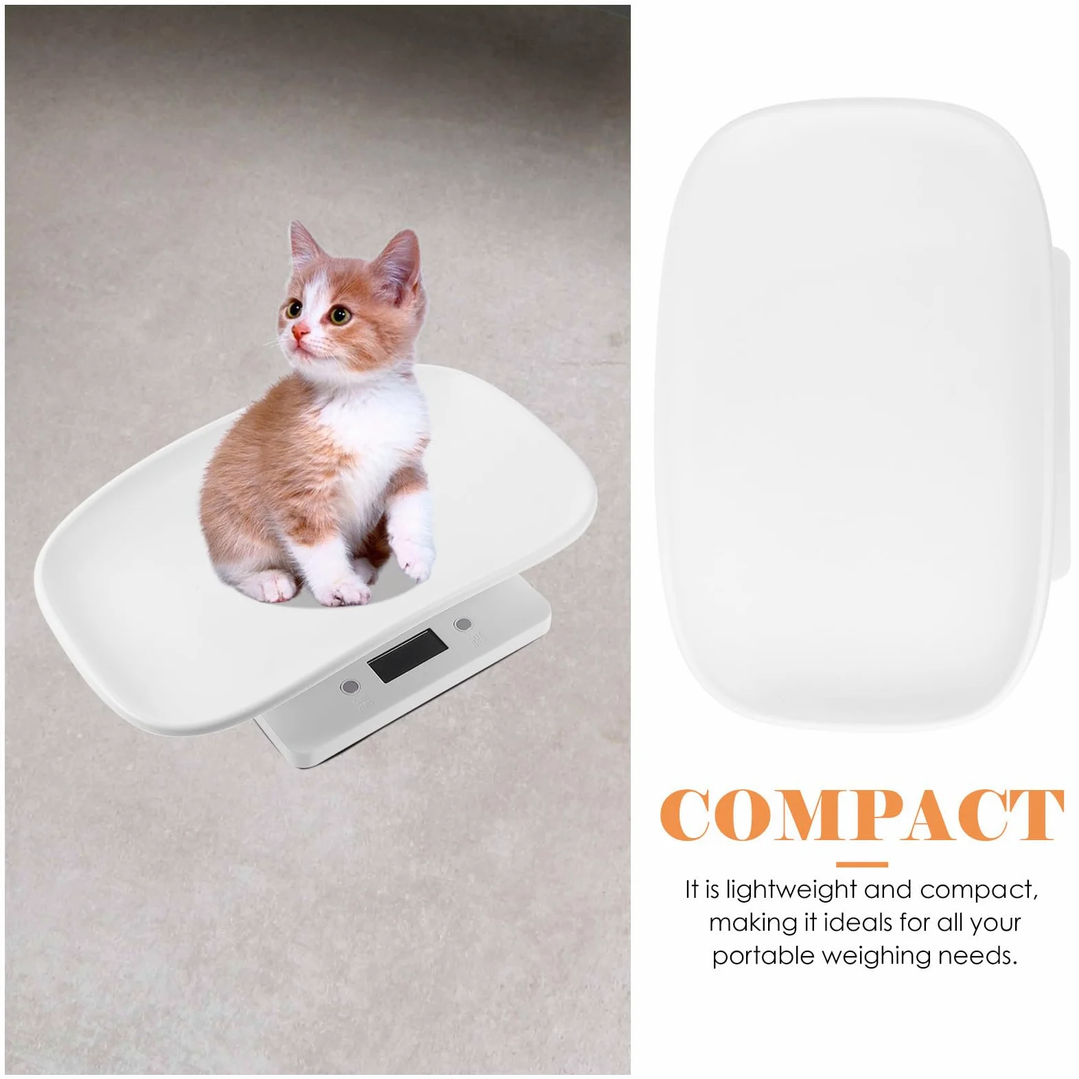 Ciieeo Bilancia Digitale per Cuccioli e Piccoli Animali Domestici, Bilancia Elettronica Portatile Vassoio in Plastica, Display LED Facile da Leggere, Multifunzionale per Peso Animali