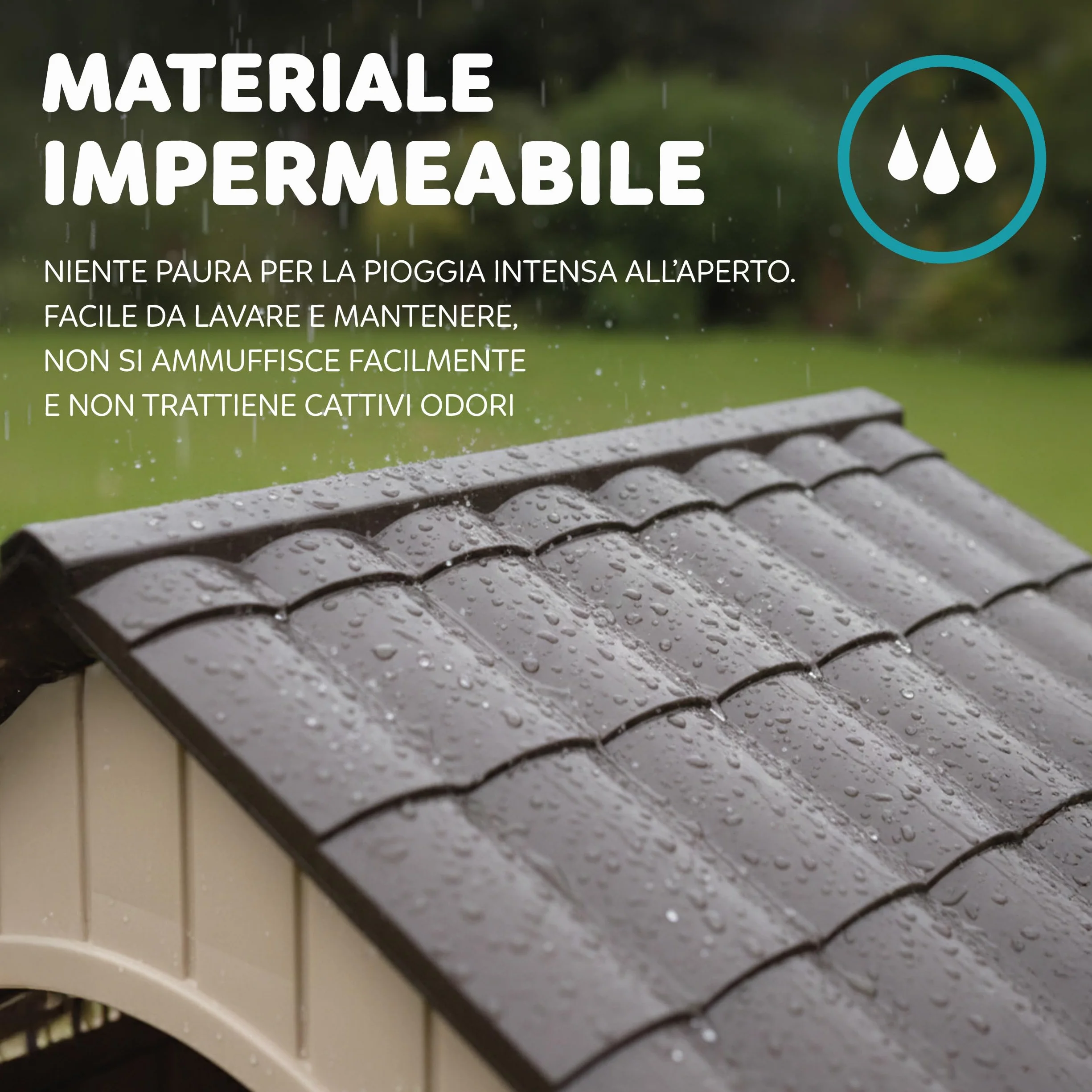 Aqpet Cuccia per Cani in Plastica Impermeabile da Esterno e Interno – Casetta con Pavimento Rialzato e Sistema di Ventilazione – Rifugio Resistente per Cani di taglia Grande 93x99x98hcm