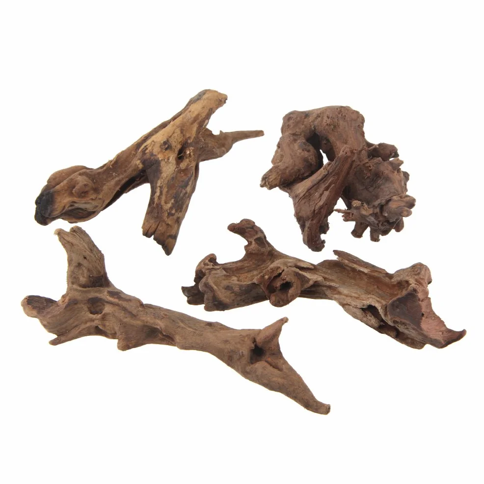 Emours - rami in legno naturale per rettili, decorazione per acquario, dimensioni assortite, piccoli, 4 pezzi