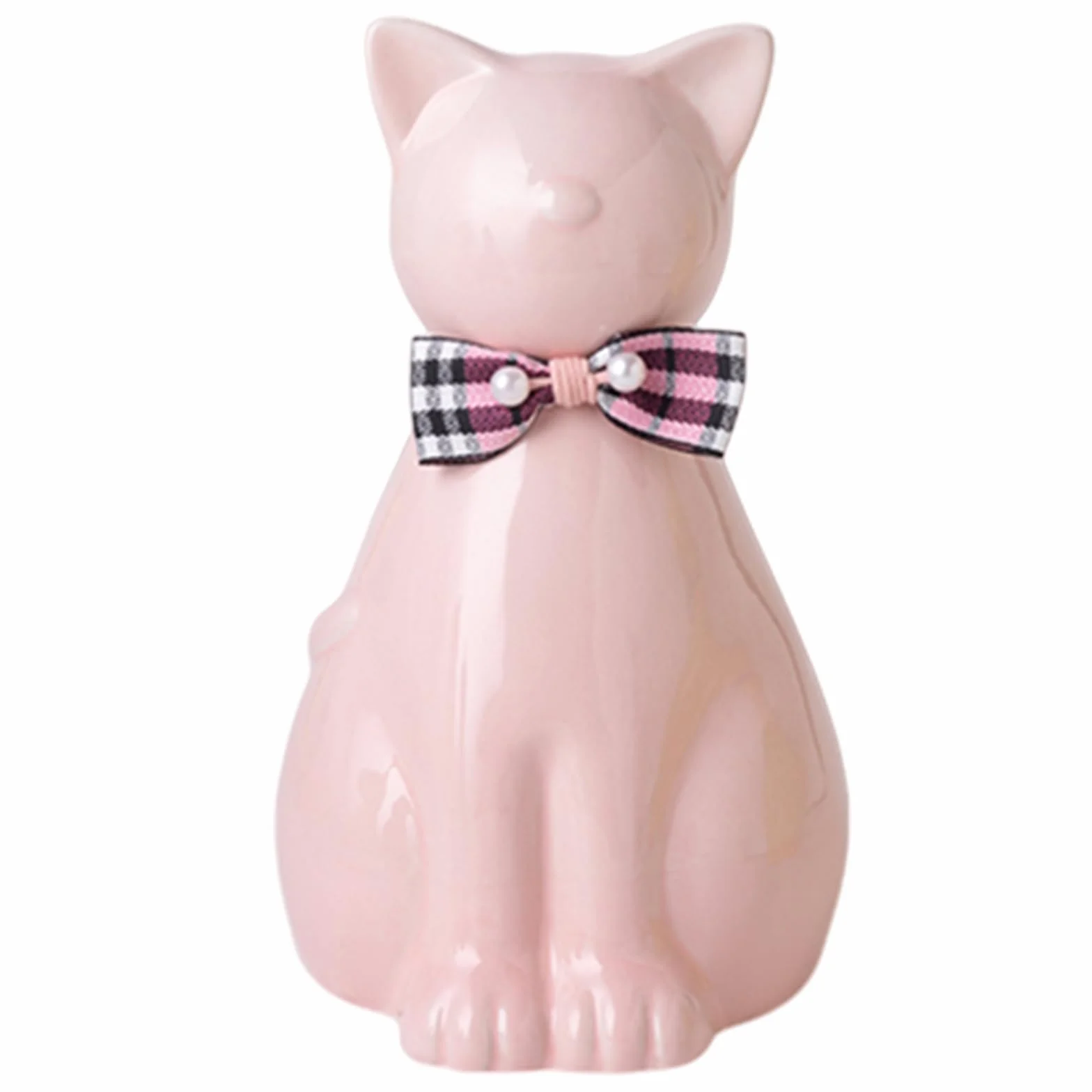 Urna in Ceramica Artigianale per Ceneri di Gatto, Statua Funerale Memoriale per Animali Domestici (Rosa)