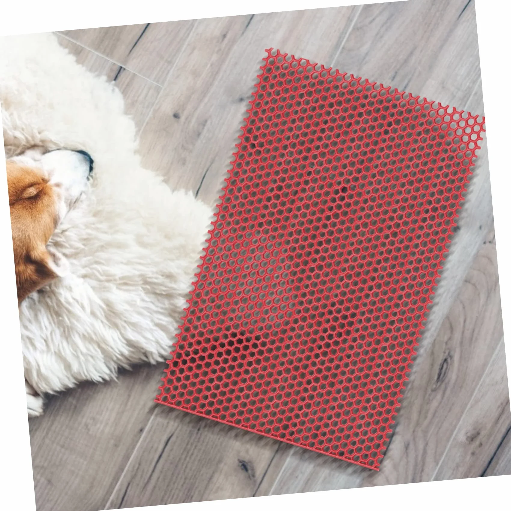 Tappetino Base Isolante per Gabbia in Pvc per Cani Bordi Arrotondati Accessorio Veloce Drenaggio Dell'urina per Recinto Animale Domestico per Cuccia Rossa
