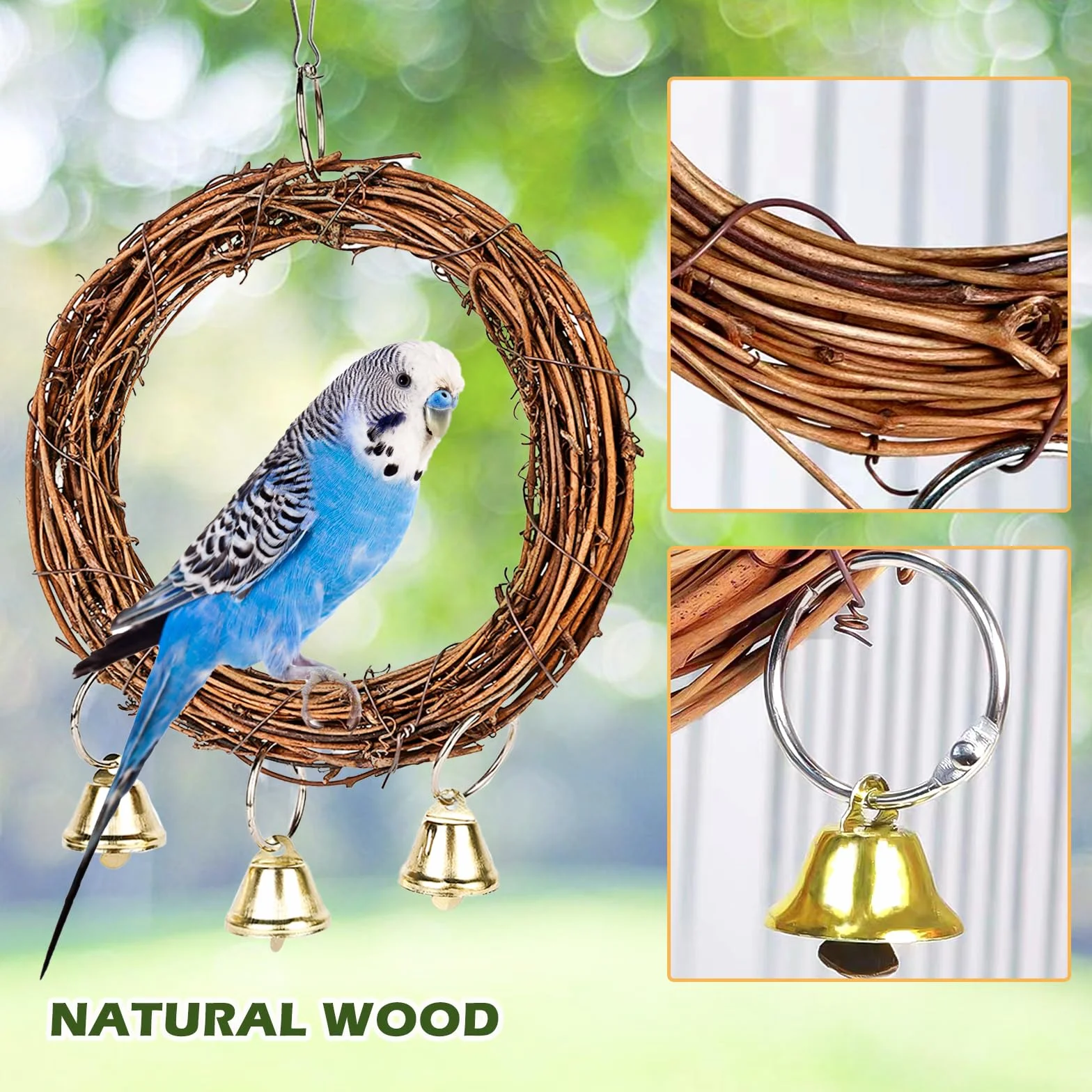 Posatoi per Uccelli, 8 Pz in Legno Naturale - Giocattolo per Pappagalli, Trespolo, Persico - Supporti per Cacatua, Cocorite, Fringuelli