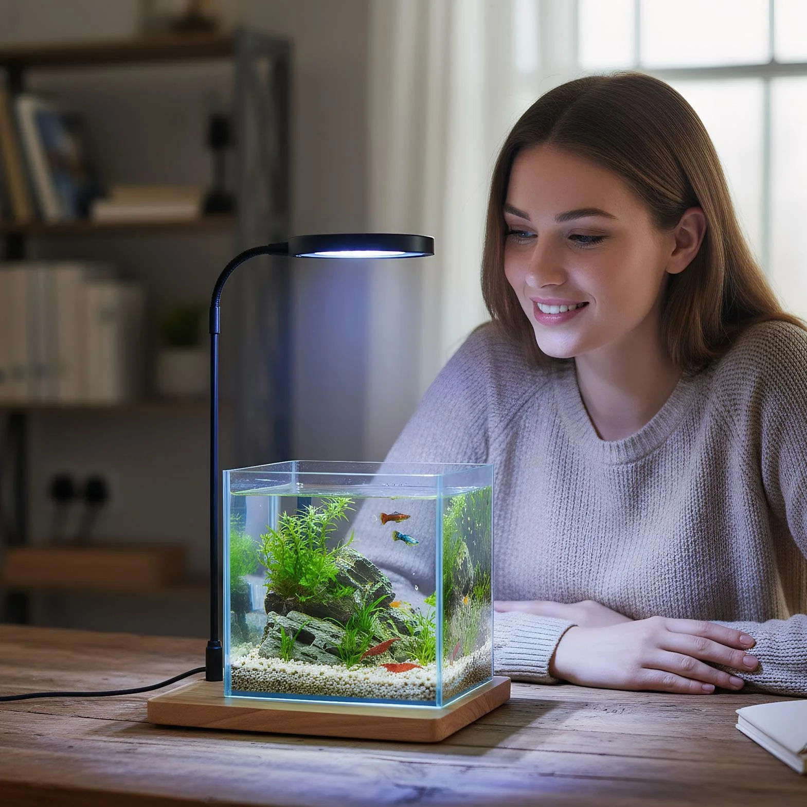 Generico Lampada da scrivania a LED - Lampada a LED rotante, Coltivazione di acquari e terrari, Display da scrivania per studio domestico, a USB, Luce per piante da tavolo, Apparecchio per uffi