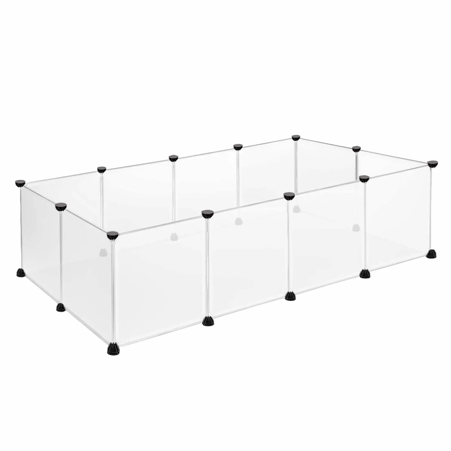 Recinto per Conigli 12 Pezzi Recinzione Plastica 145x75x48cm per Piccoli Animali Interno Esterno
