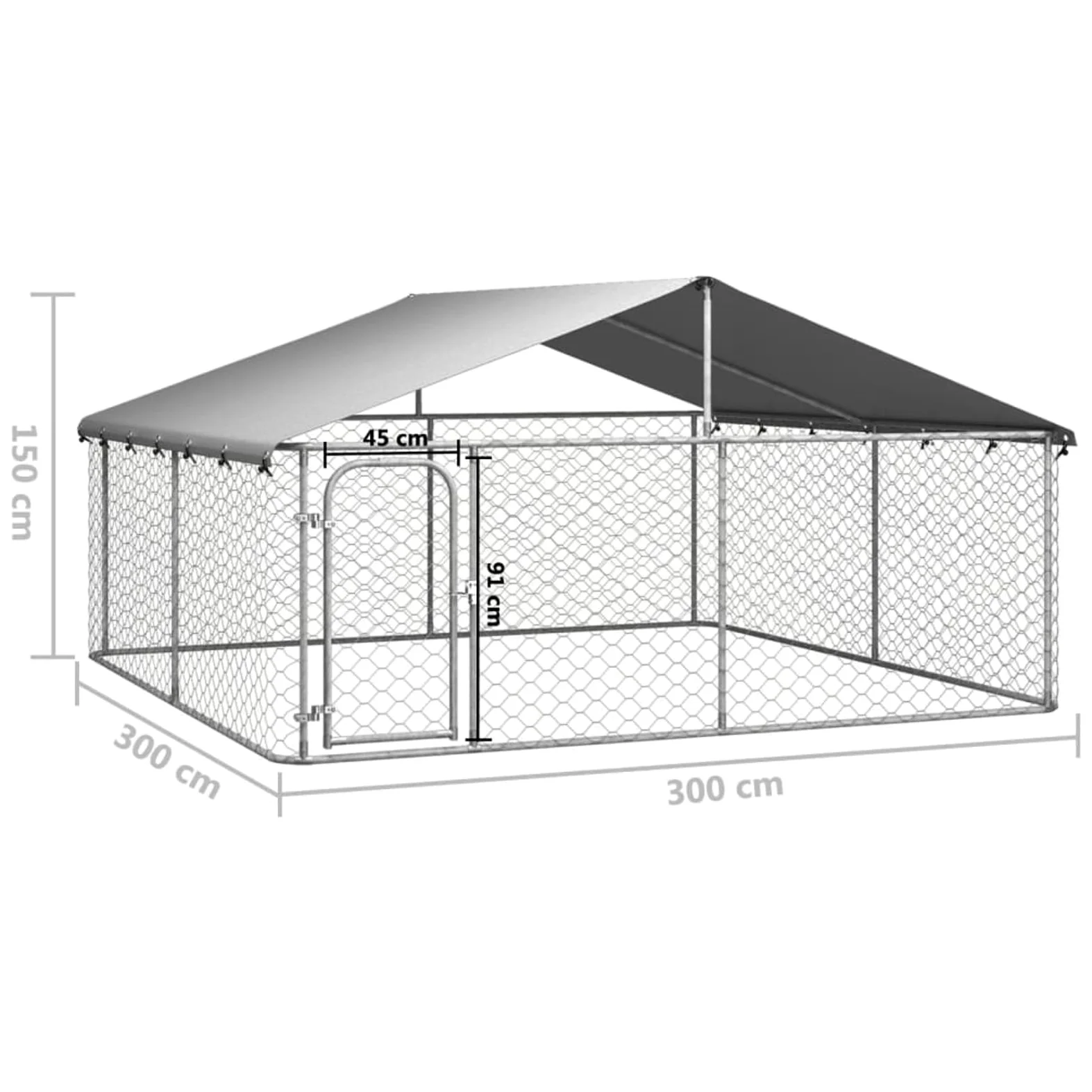 Homgoday Cuccia per cani da esterno con tetto, 300 x 300 x 150 cm, cuccia per cuccioli di cane, recinto da giardino, gabbia per recinto, box adatto per cani, cuccioli, gatti e conigli, animali e