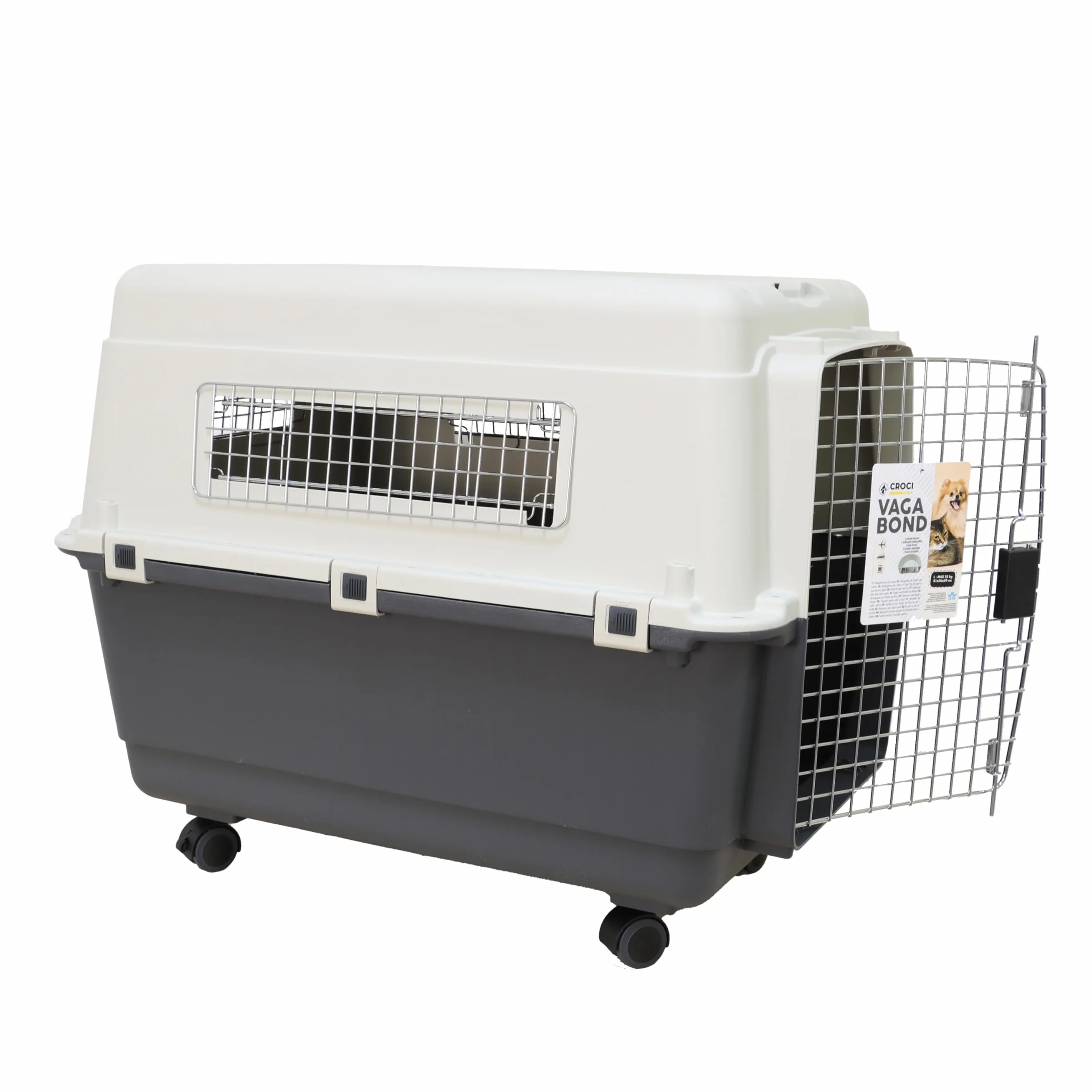 Croci Vagabond Trasportino per cani e gatti taglia L 81x56x59 cm carico massimo 23 kg con ruote rigido
