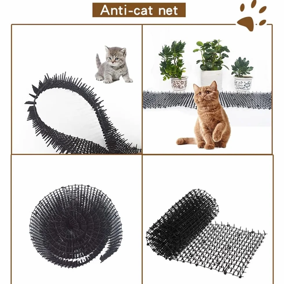 Tappetino Anti Gatto,Tappetino Repellente per Gatti, Dissuasore Gatti con Punte,con 8 pioli,Plastica Rete Spinata per Animali Selvaggio Protezione delle Piante da Giardino all'aperto 200 * 30 cm