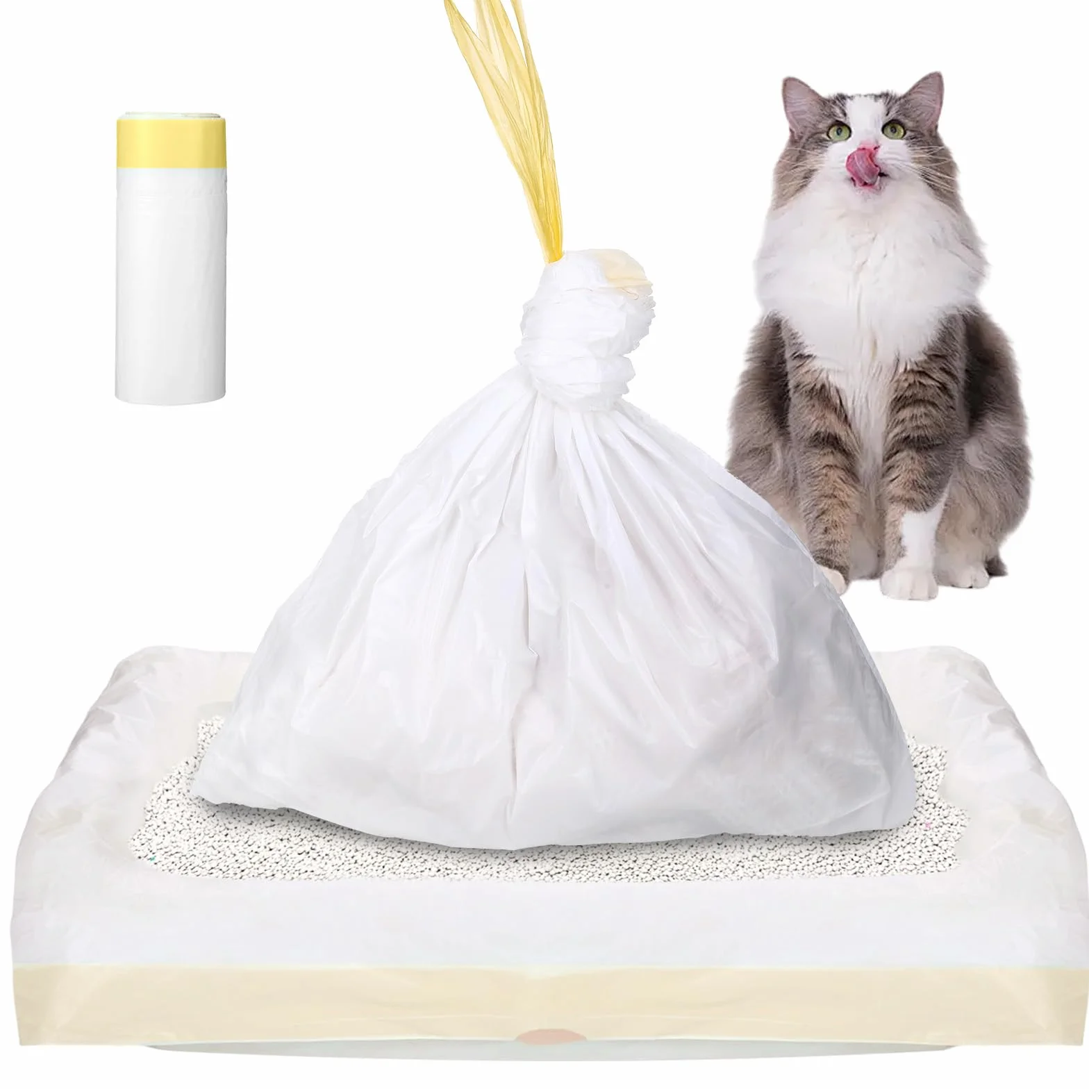 20 sacchetti per lettiera per gatti, sacchetti per lettiera per gatti, con cordino, sacchetti igienici, per lettiera per gatti, XXL, resistenti agli strappi, durevoli (79 x 45 cm)