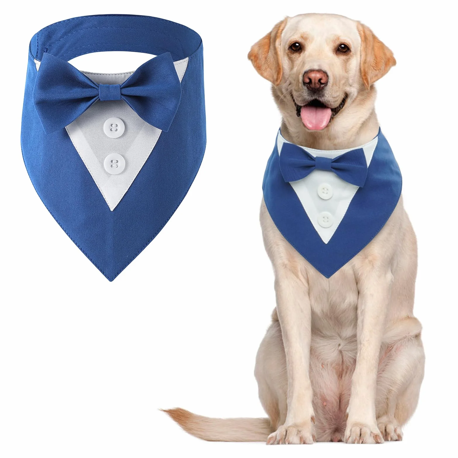 Smoking Bandana Per Cani, Sciarpa Triangolare Regolabile Blu - Matrimonio Festa Compleanno