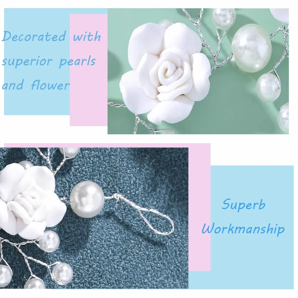 Fascia per capelli con fiore bianco Diadema di perle Accessori per capelli prima comunione Copricapo da sposa per ragazze damigella d'onore