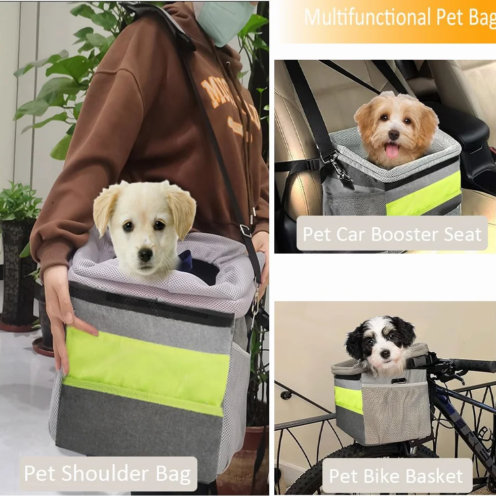 Cestino per Bicicletta Animale Domestico, Cestino Anteriore per bici Multiuso per Animali Domestici Max 5 kg, Staccabile Borsa da Bicicletta per Cani