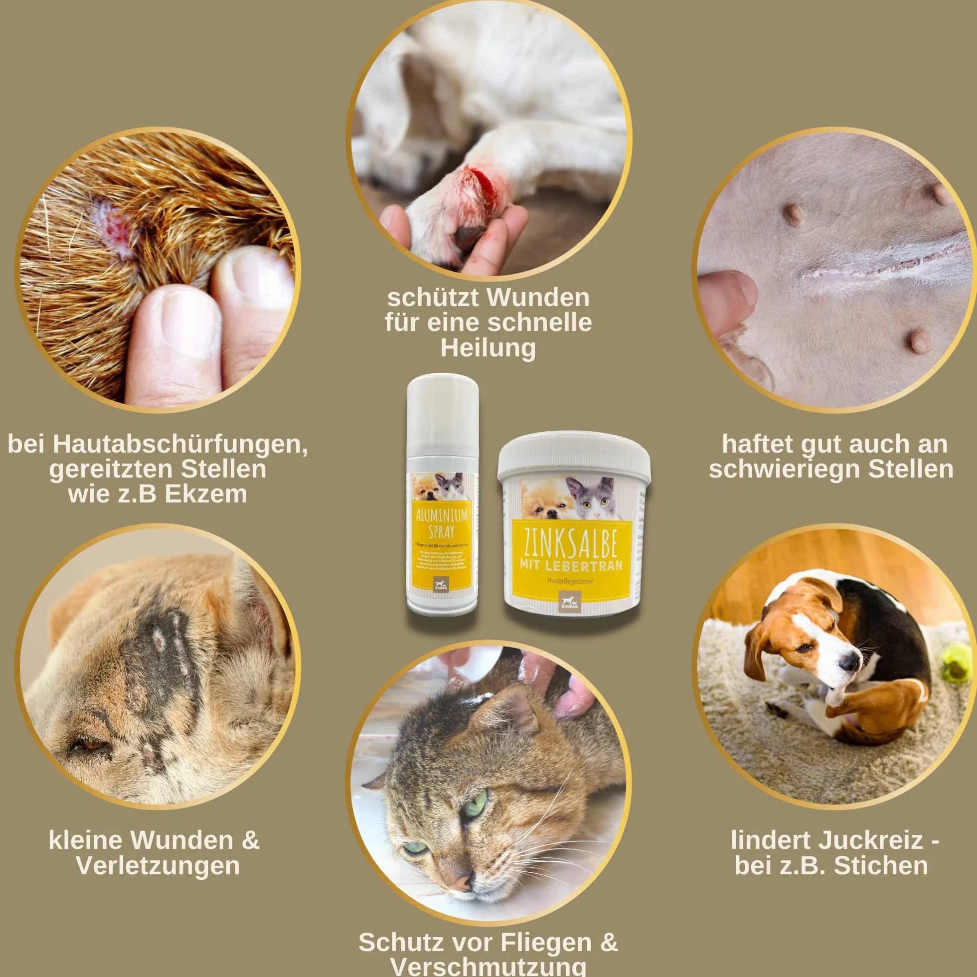 Set di primo soccorso per gatti, spray d'argento + unguento di zinco ebertran, spray per ferite per animali domestici, per la guarigione delle ferite, unguento per la ferita cerotto spray 250ml 200ml