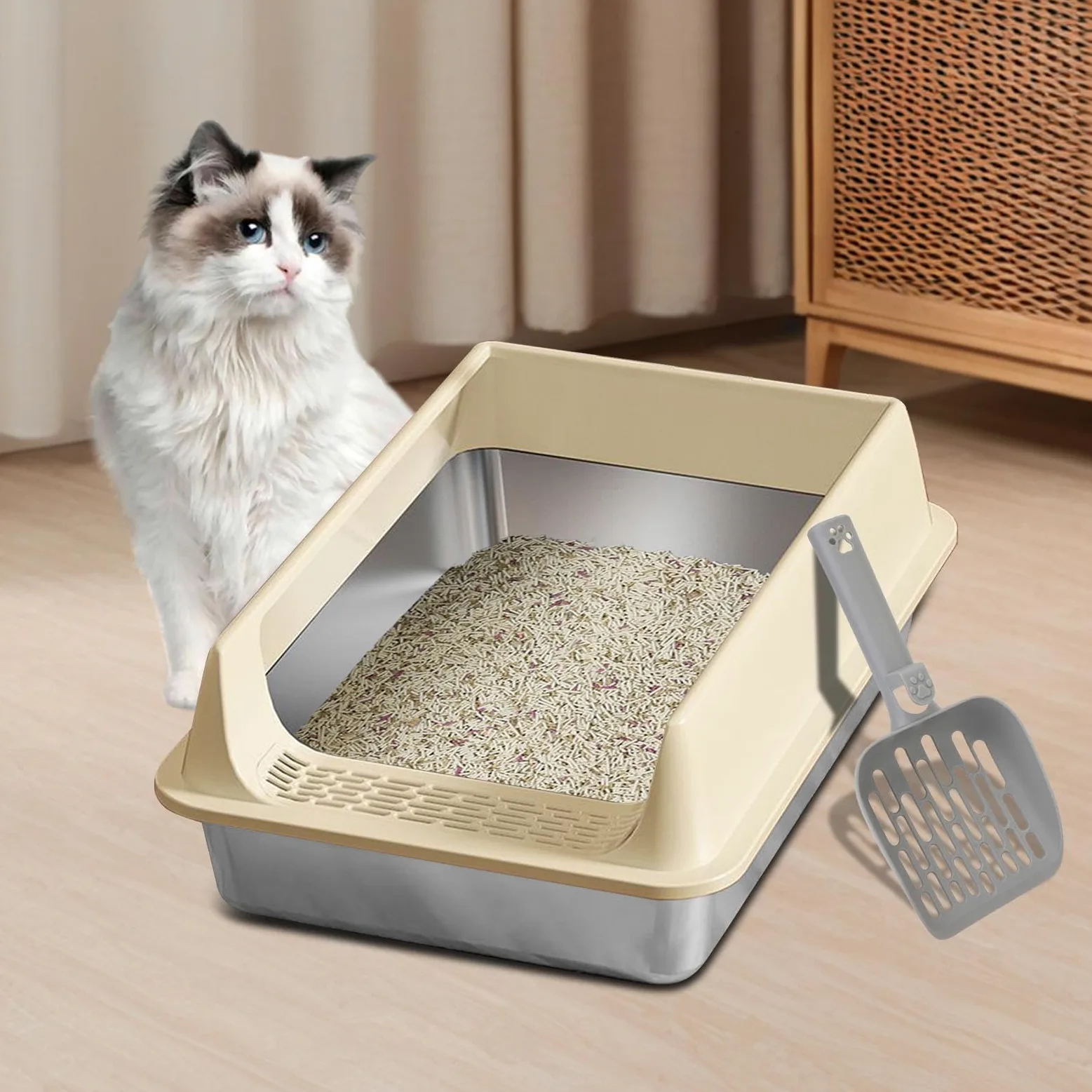 Lettiere per Gatti di Animali Domestici Antiaderenti Facili da Pulire | Lettiera Cuccioli con Pareti Alte e Animali Domestici Piccoli Grandi Appartamento