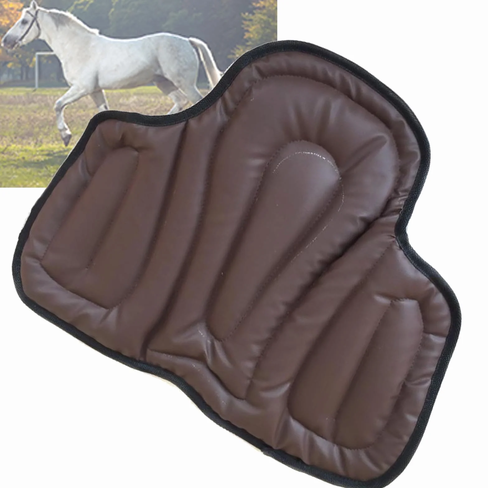 Sella Western (45 * 55 Cm), Sella per Cavallo, Ispessente/Resistente all'Usura, Assorbimento degli Urti/Antiscivolo, Realizzata in Memory Foam PU, per Tutte Le Selle,Brown