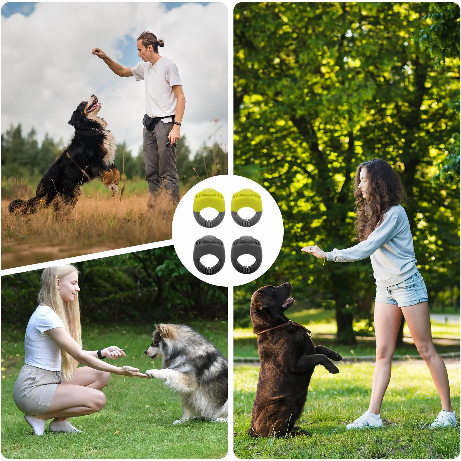 Set da 4 Clicker per Cani 19 mm & 21 mm, Clicker per Cani e Gatti con Anello per Dita, Accessorio per Addestramento, Set Clicker per Cani, Gatti e Cavalli, Clicker Pratico e Compatto
