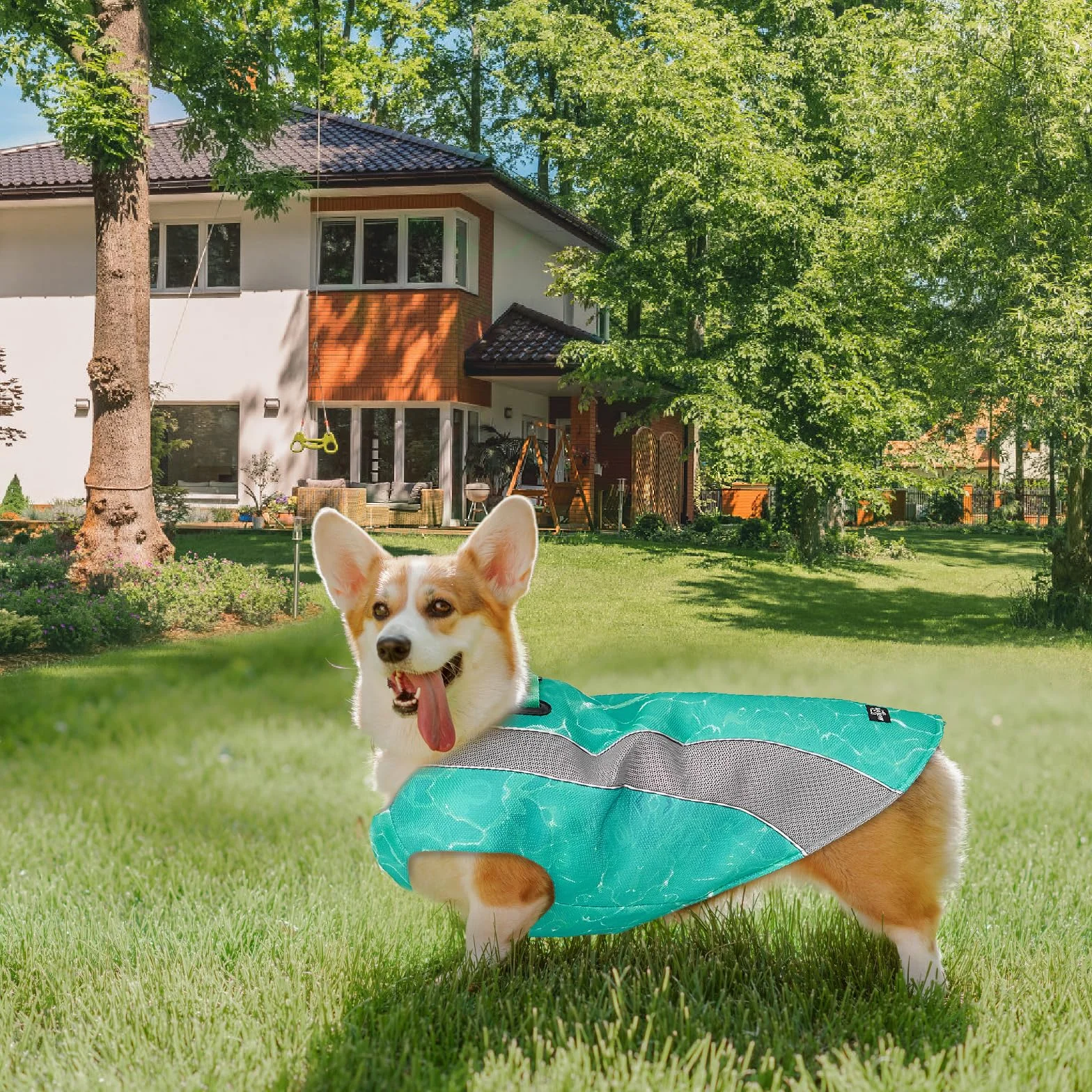 Gilet Rinfrescante Cani Pettorina Refrigerante Cane da Compagnia con Striscia Riflettente di Sicurezza e Cerniera Regolabile Efficace Evaporativo Cappotto Refrigerante Cane All'aperto(Verde S)