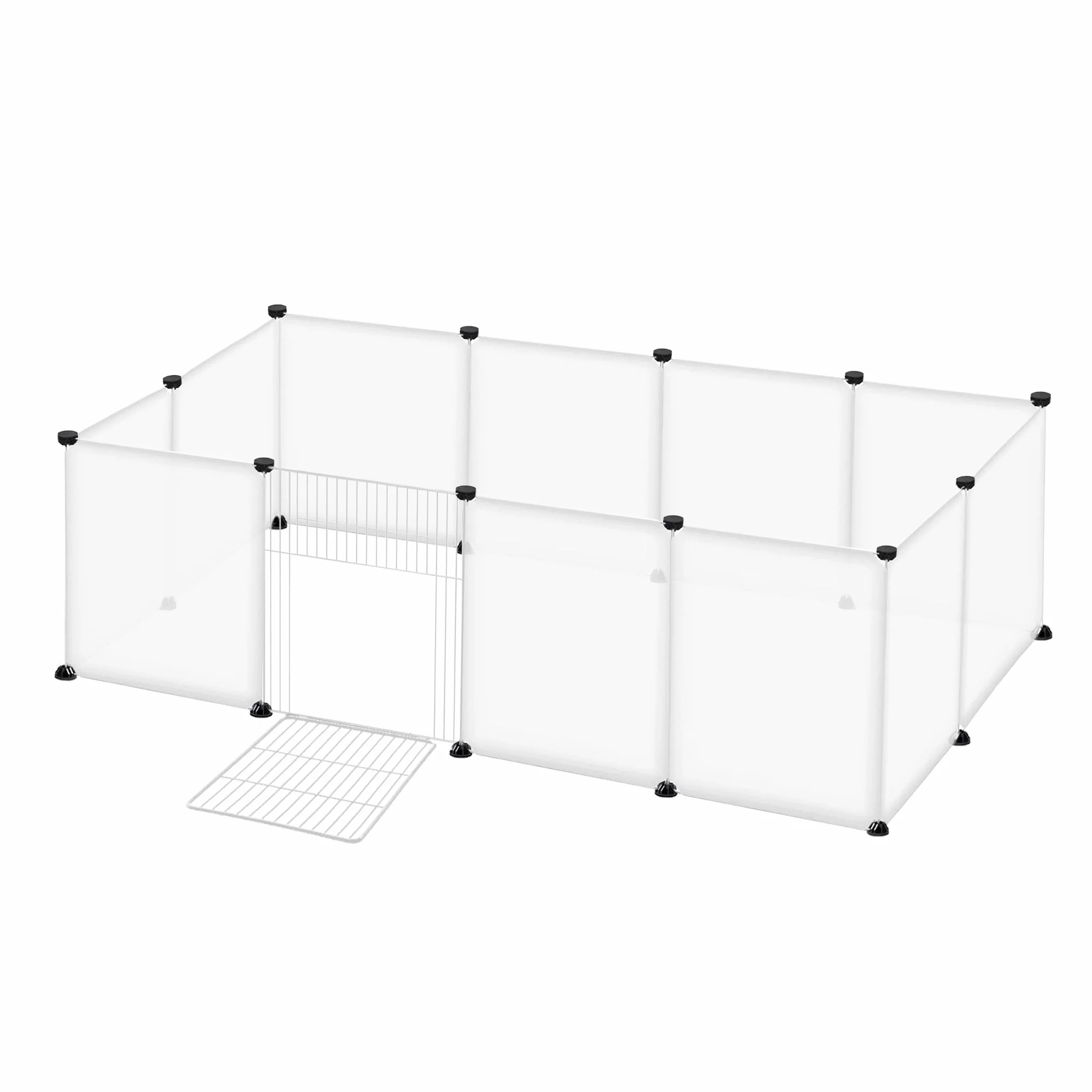 NAIZY Box da Esterno per Piccoli Animali, Recinzione Gioco, Bianco, con Porta, Confezione da 12
