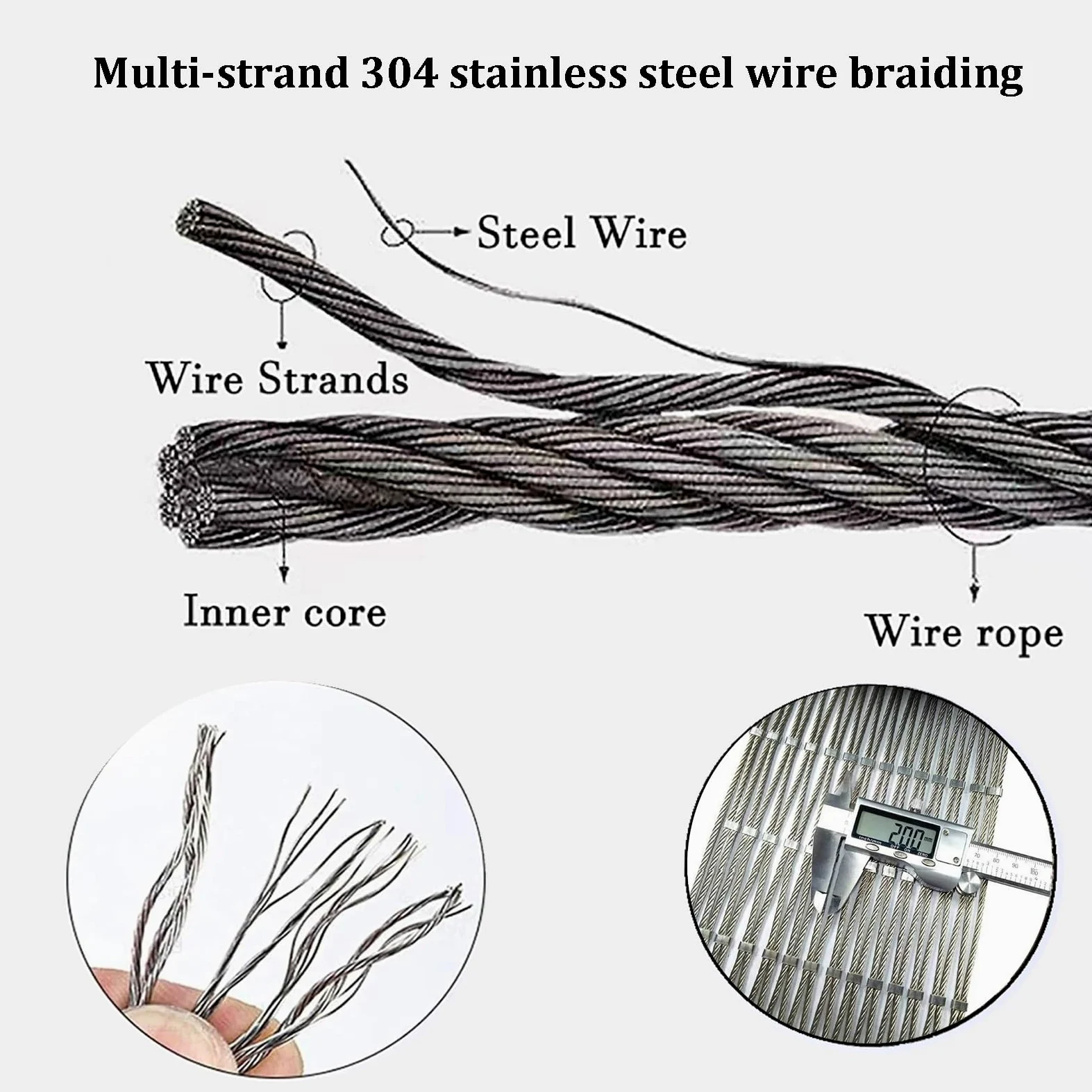 CHENWMZ Rete di Sicurezza in Acciaio Inossidabile 304 per Balcone, Piante rampicanti, Recinzione, Scale, Rete Metallica, 10 cm/2 mm, Gabbia per Zoo, 1,5 x 30 m