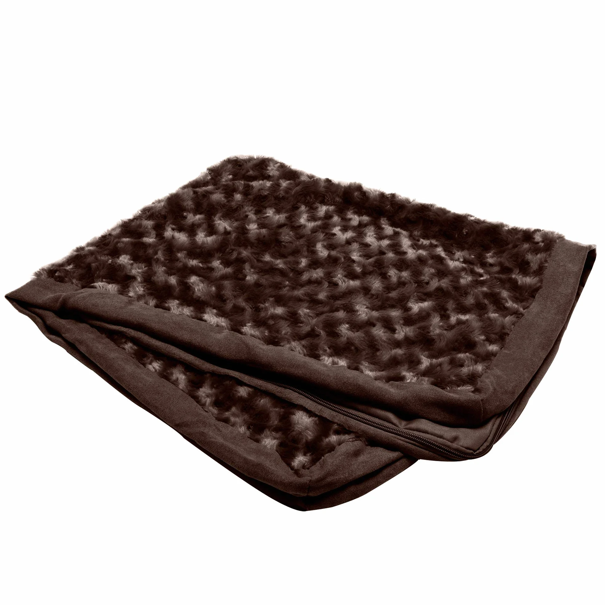 FurHaven Copertura di ricambio per letto per cani ultra felpata in pelliccia sintetica e materasso scamosciato, lavabile in lavatrice, cioccolato, L