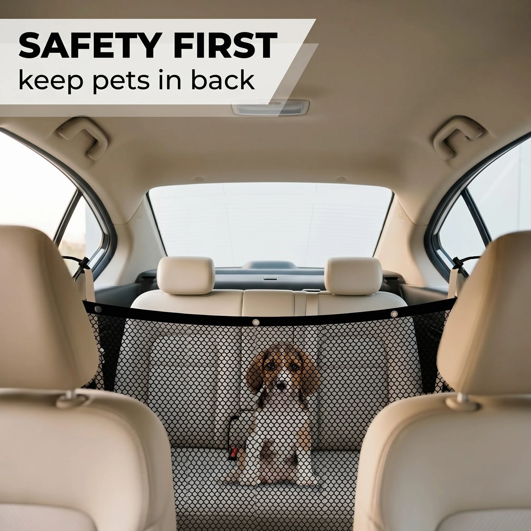 1 Pz Rete Divisoria Per Cani Auto,Protezione Per Sedile Posteriore,Rete Regolabile Per Animali Domestici