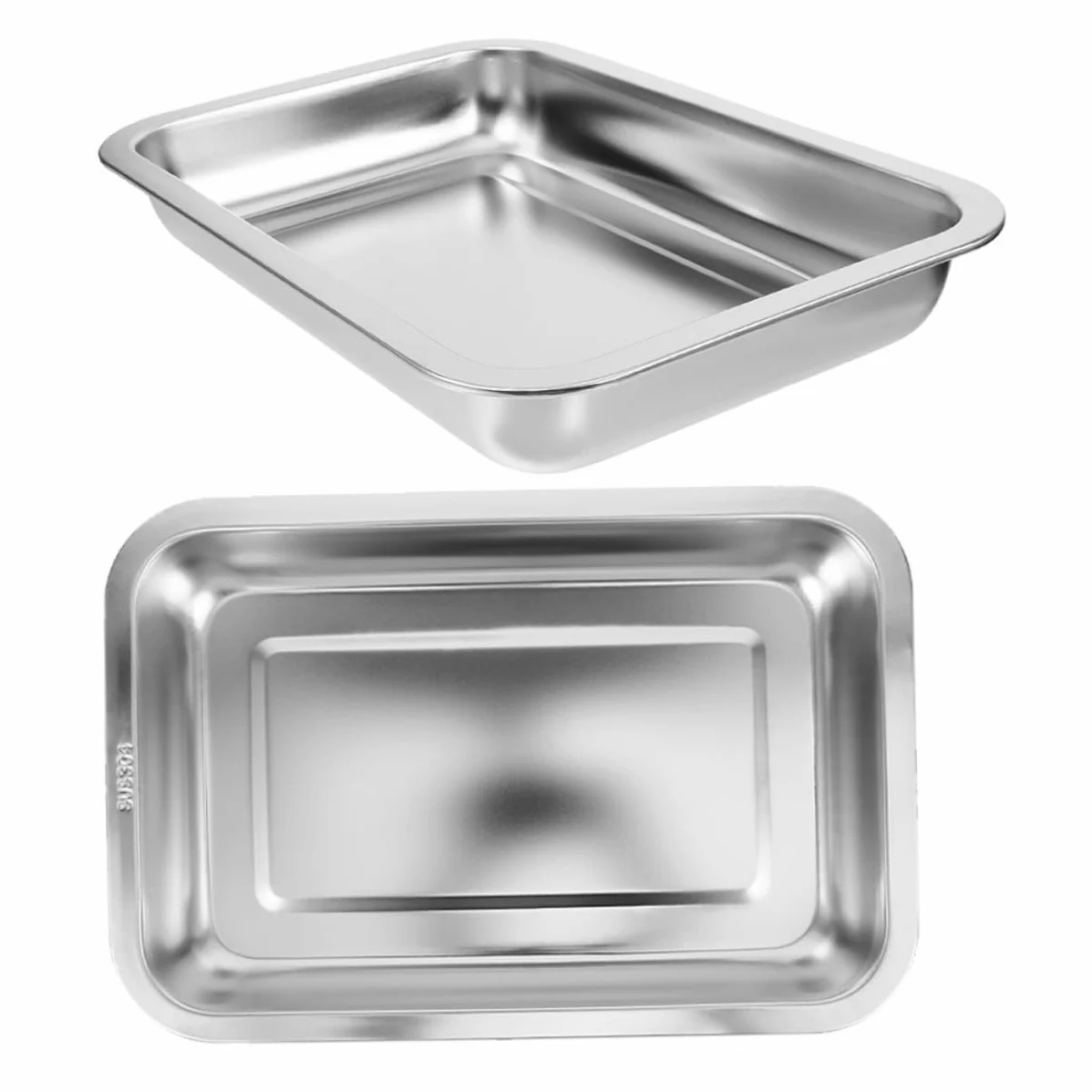 Luxshiny Lettiera per Gatti in Acciaio Inox 304 Aperta, Grande Capacità 2 Pezzi, Toilette per Gattini Resistente senza Perforazioni, per Uso Domestico e Viaggi