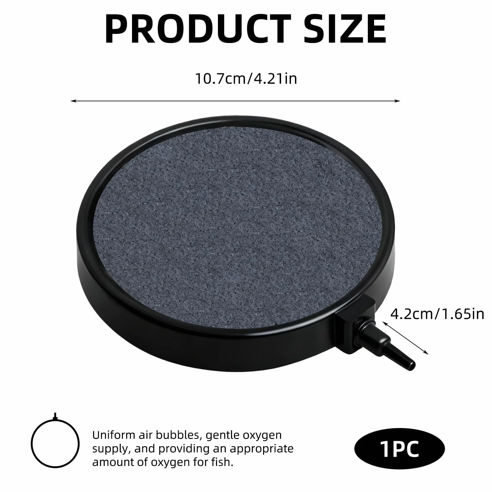 Pietra d'Aria per Acquario 10cm con Aspiratore Disco di Pietra d'Aria Tubo Flessibile da 4 mm / 8 mm Collegabile, per Laghetti Acquario, Acquacoltura, Stagni