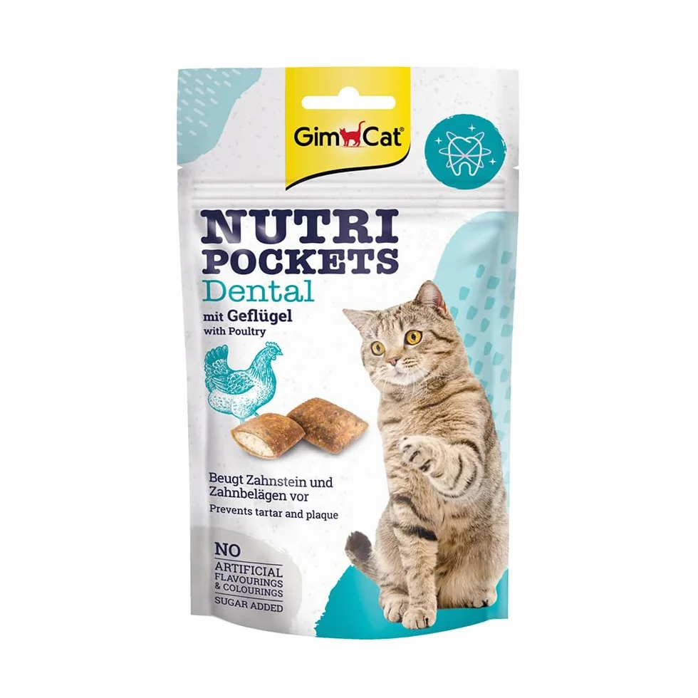 GimCat Nutri Pockets Dental Snack croccante per gatti con ripieno cremoso 60 g