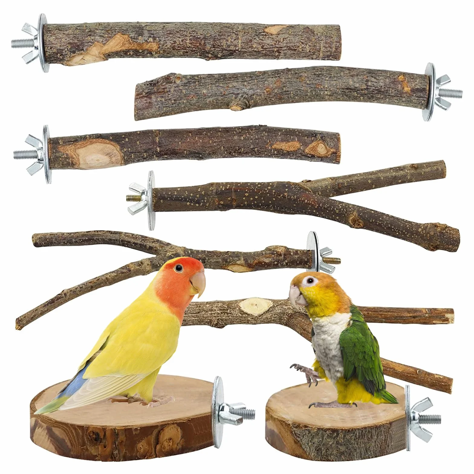 8 Pezzi Di Giocattoli E Accessori per Parrocchetti, per Uccelli In Legno, Giocattoli per Uccelli In Legno Naturale, per Calopsitte, Accessori per Gabbie
