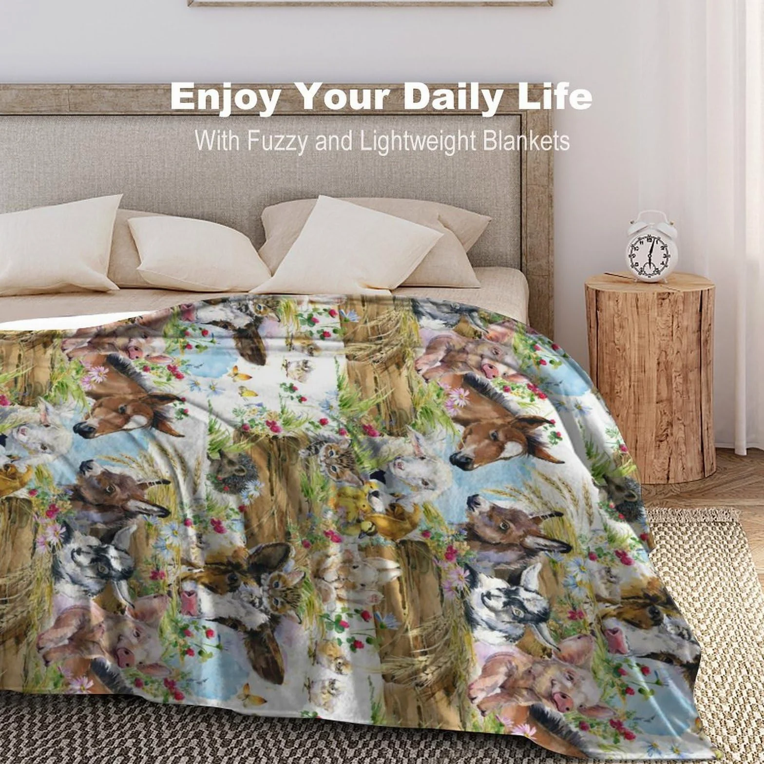 Simpatici animali domestici pollo cane anatra asino gattino gatto maiale floreale morbida flanella coperta da viaggio, soggiorno casa divano decorazione coperta, dormitorio ufficio pisolino coperta