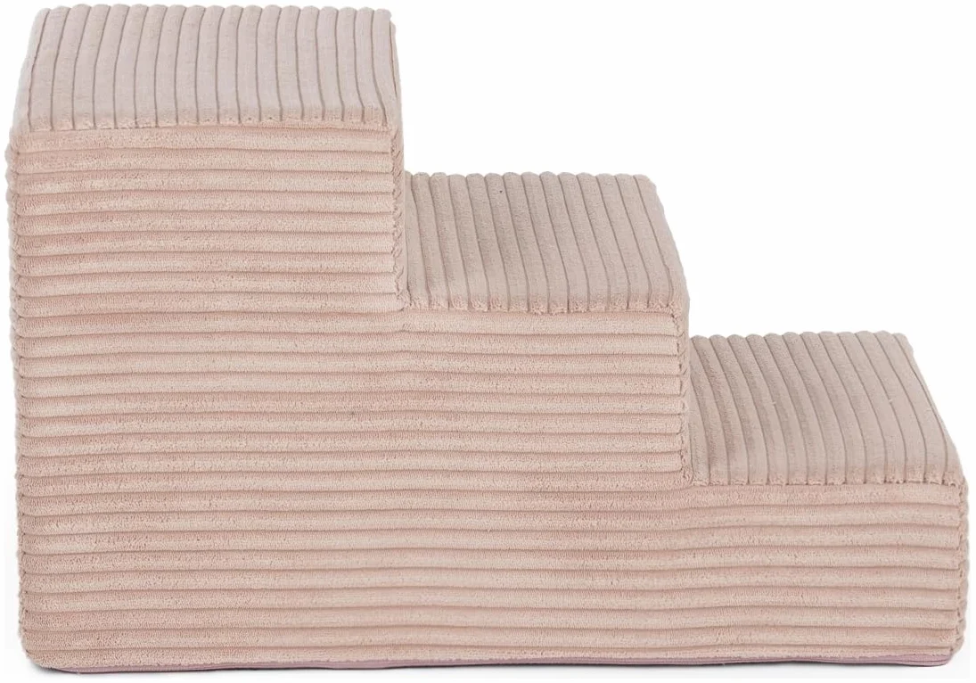 Scaletta Scale 3 gradini per Cane Gatto Animali Domestici Poliuretano Leggera (Colore: Rosa Chiaro (Velluto a Coste))