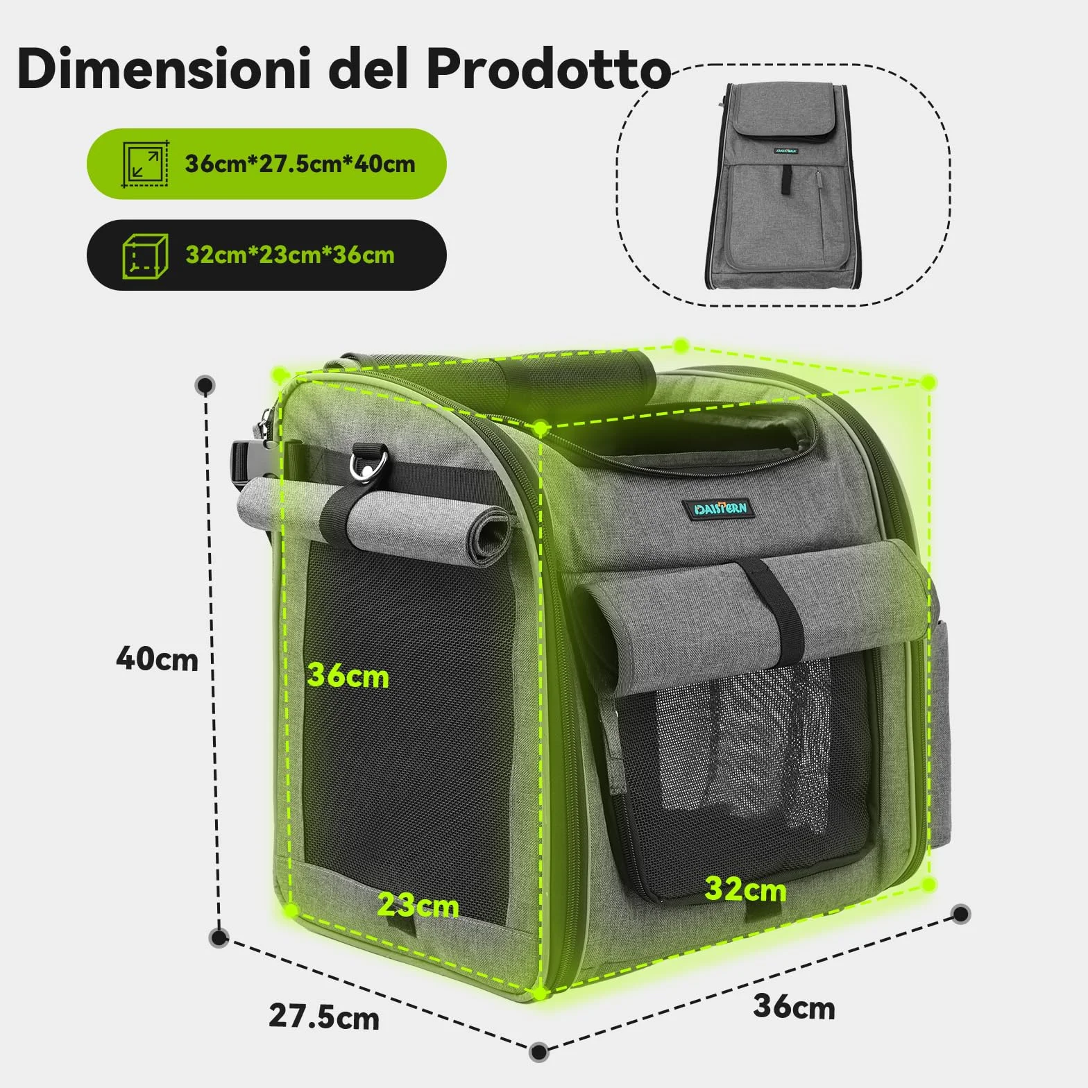 Cestino anteriore per cani, 4 in 1, pieghevole, per animali domestici, borsa a tracolla, sedile auto con supporto a L resistente, diametro 3,38 cm, cuscino impermeabile e strisce riflettenti