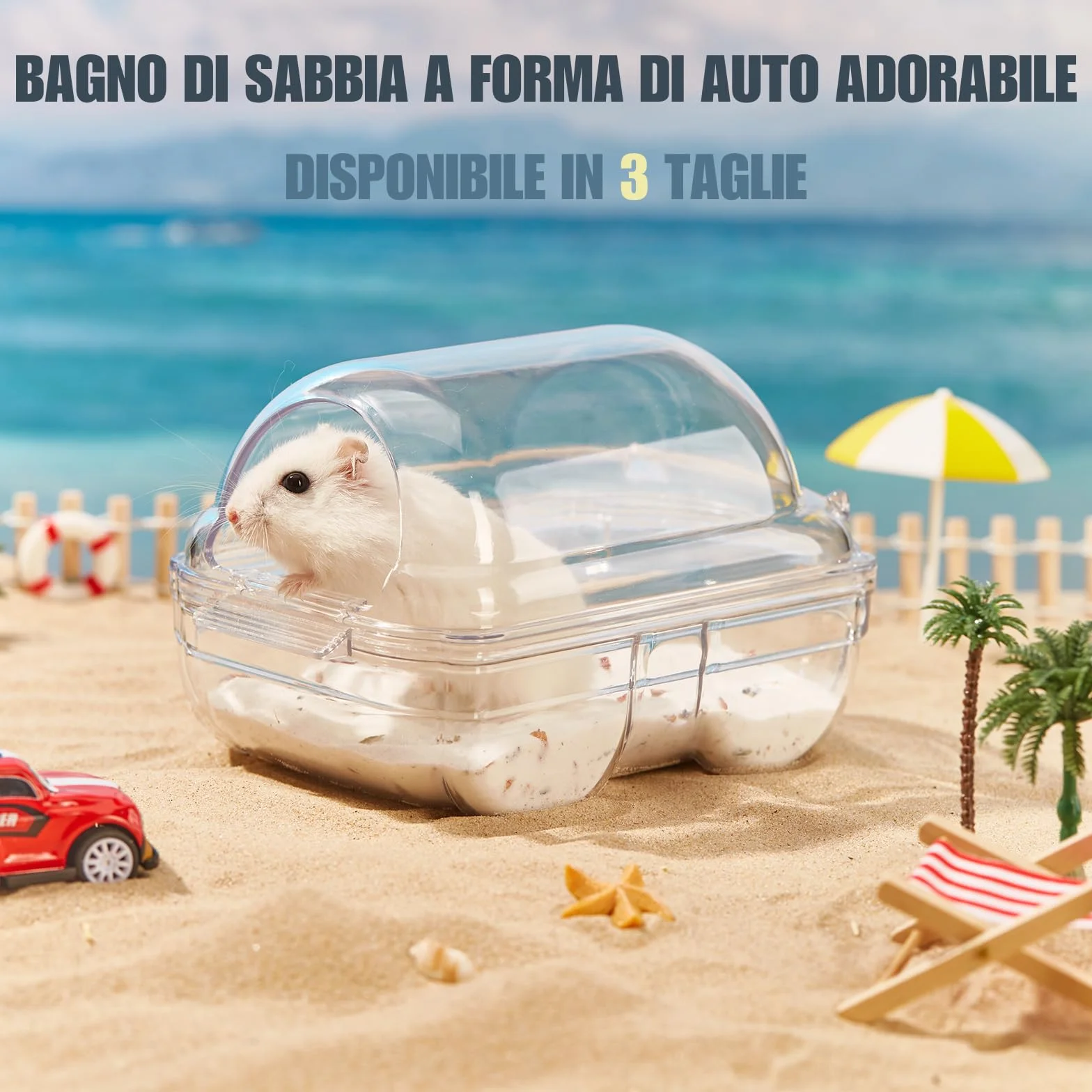 Criceto Sabbia Bagno, Toilette Trasparente per Criceti Contenitore per Bagno di Sabbia per Criceti Gerbilli Ratti (S)