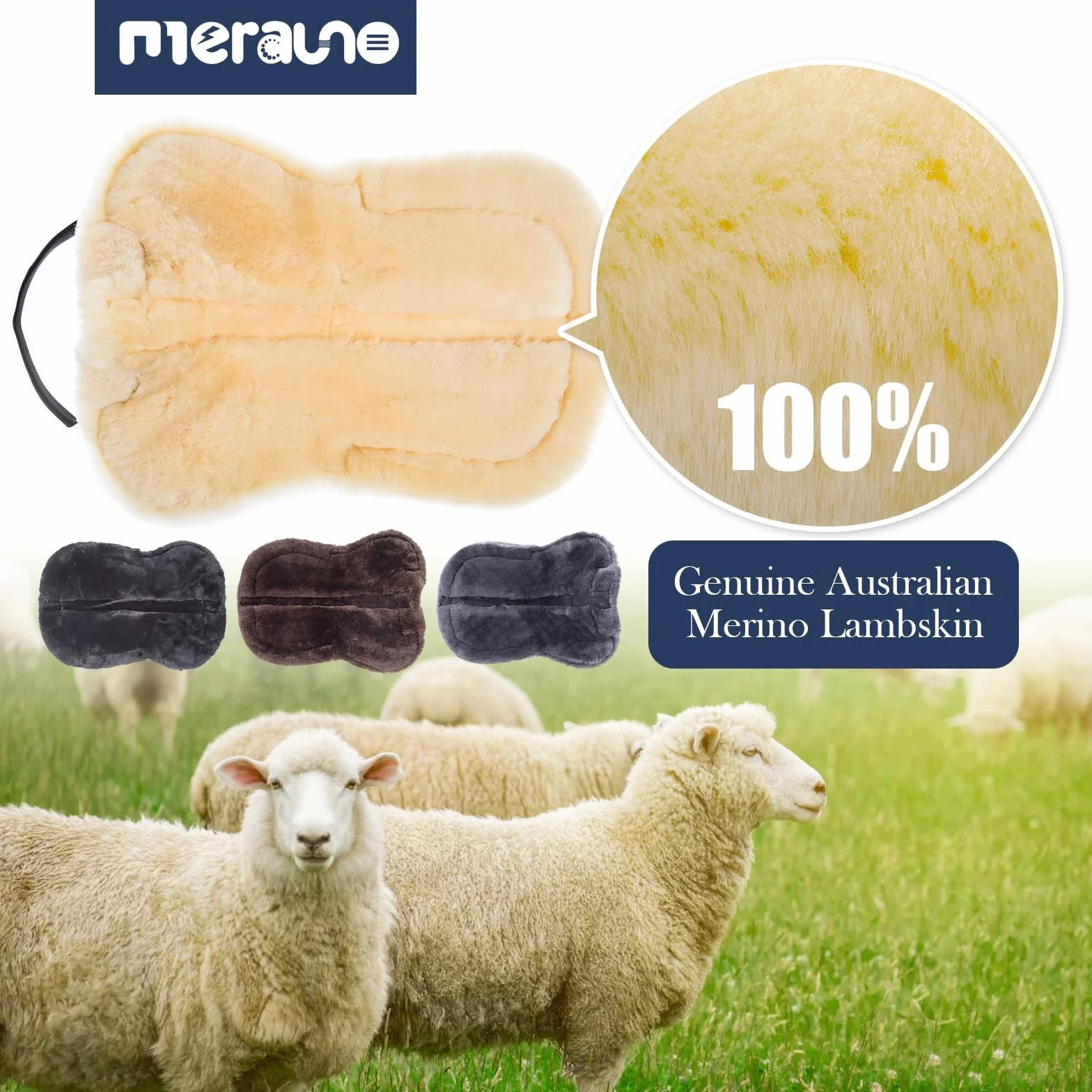 Pelle di agnello, correzione Pad in cotone trapuntato, 4 tasche con inserti in memory foam (pelliccia d'agnello naturale + cotone trapuntato)