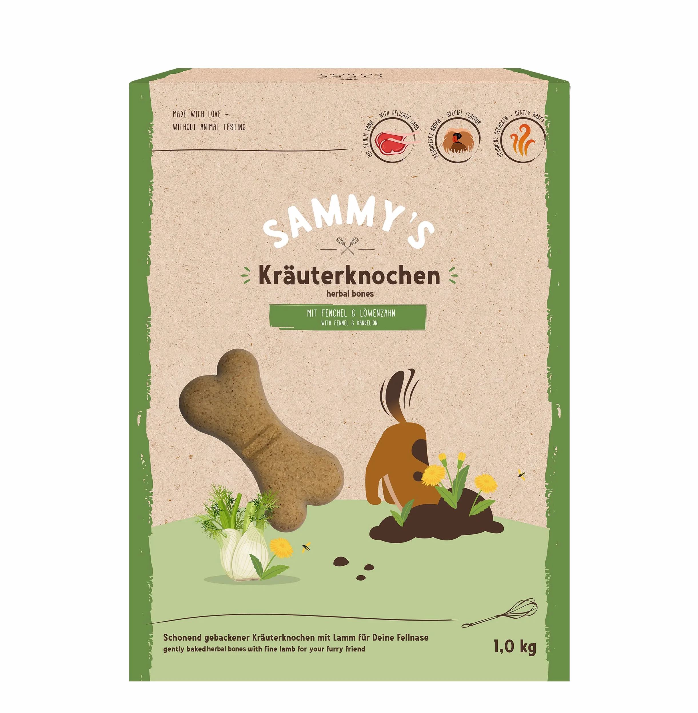 Sammy Ossa con erbe aromatiche per cani 1 kg senza zuccheri aggiunti