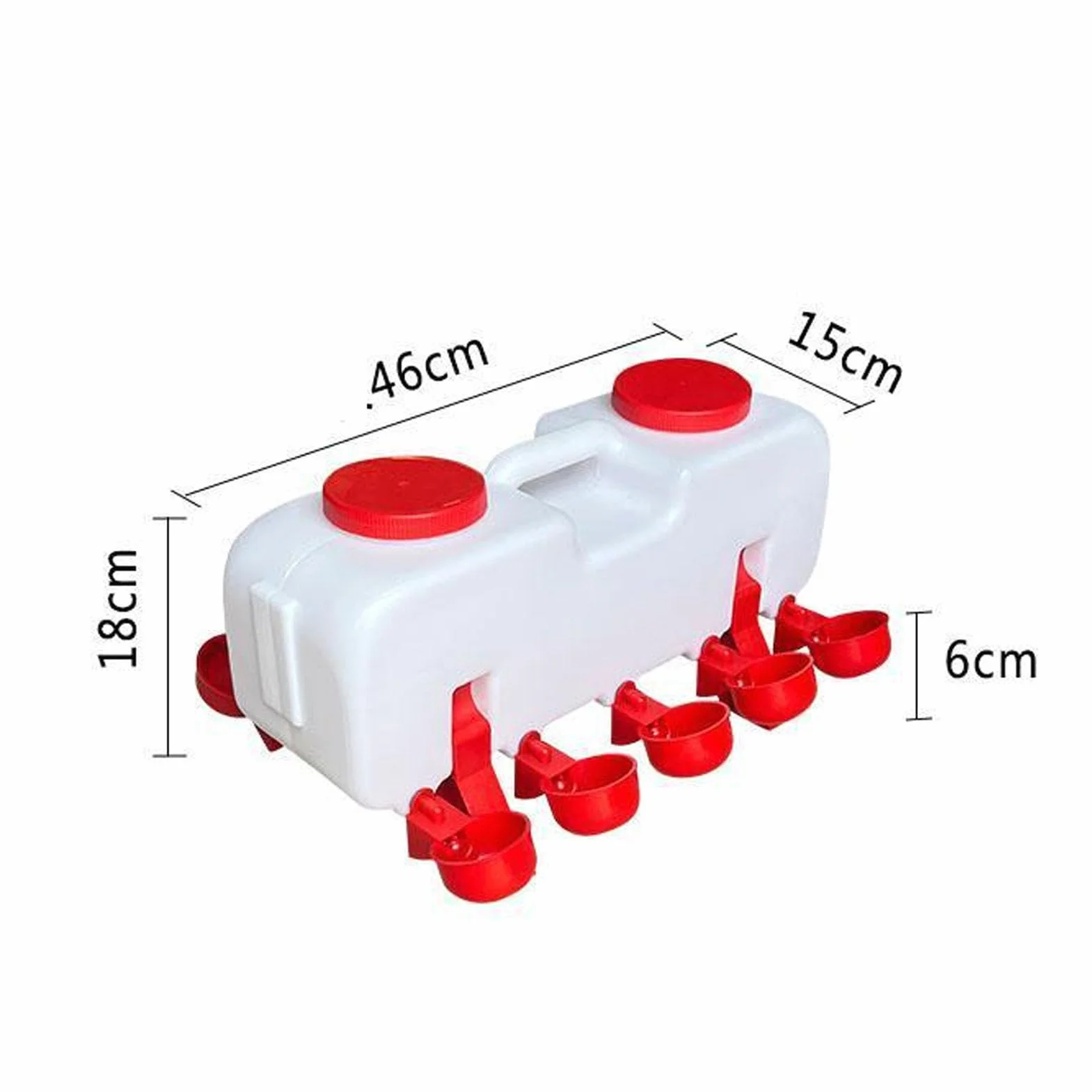 Abbeveratoio per polli di grande capacità da 10 litri, mangiatoia per pollame con 10 tazze d'acqua, distributore automatico di acqua con riempimento dall'alto per oca anatra, (Semiautomatico)