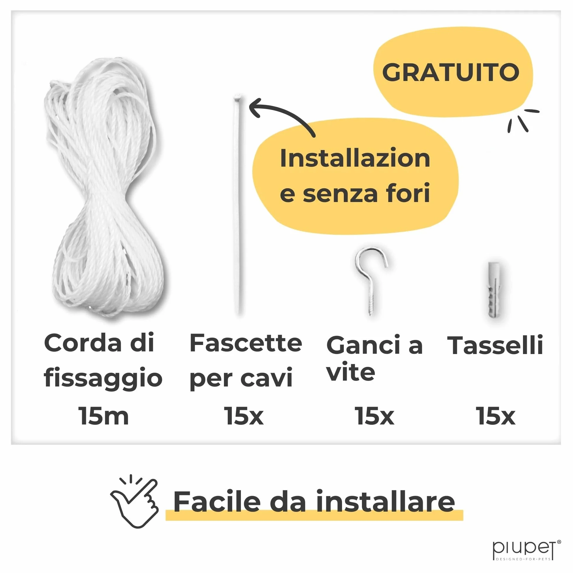 PiuPet® Rete per Gatti I Trasparente I 4x3m I Incl. Corda di Fissaggio I Rete per Gatti Balcone Trasparente I Rete Balcone per Gatti | Rete Protezione Balcone e Finestra per Gatti