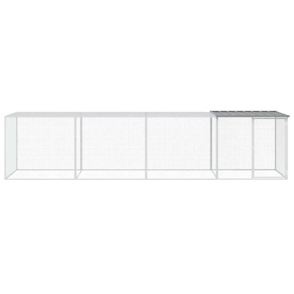 ARKEM Gabbia Polli Tetto Grigio Chiaro 403x98x90 cm Acciaio Zincato,Recinto per Cani da Giardino, Gabbia per Conigli, Recinto per Animali Domestici, Gatti, Cuccioli, Porte con Chiavistello e Parasole,