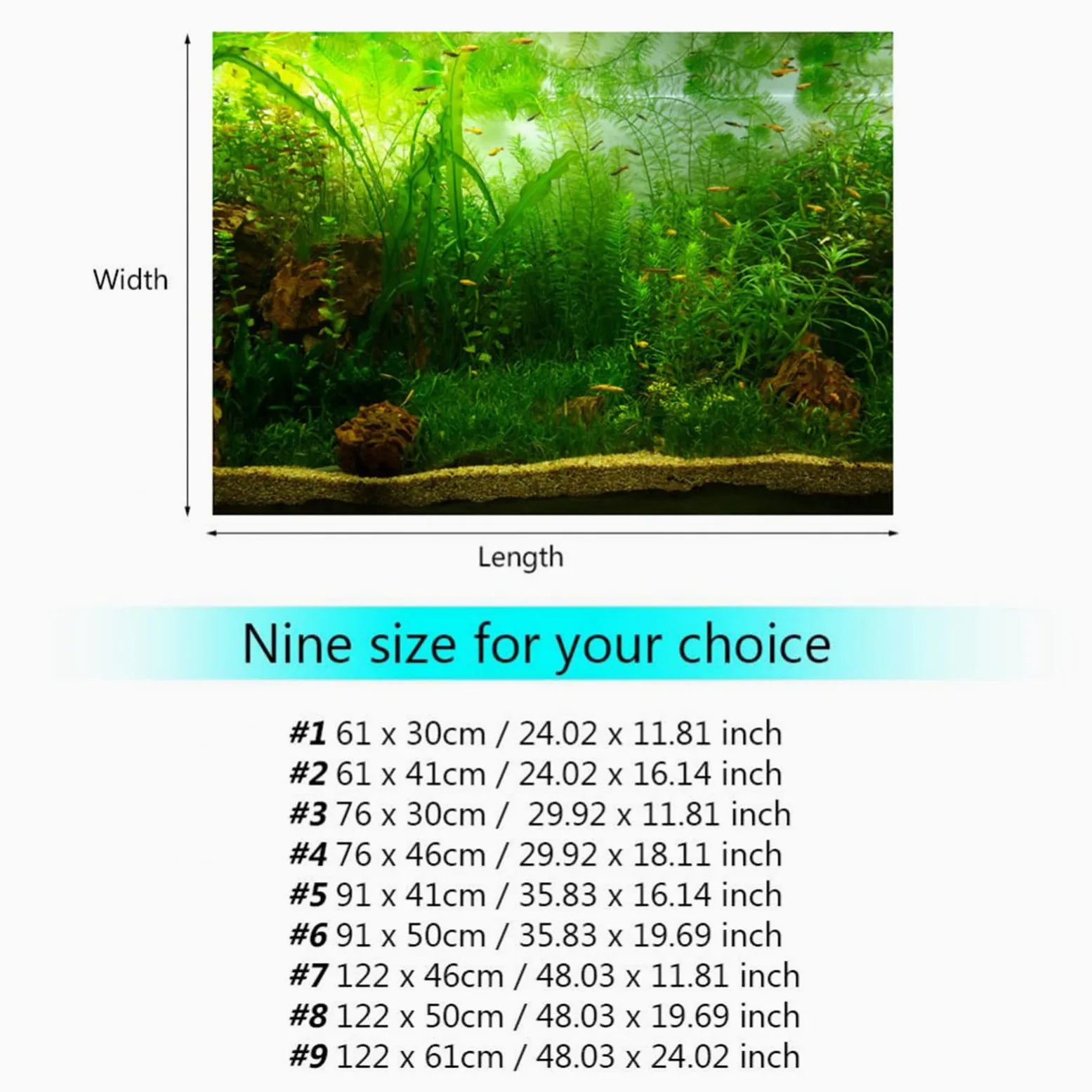 Poster per Acquario in Stile Erba d'Acqua, Resistente Carta Decorativa Impermeabile per la Decorazione Dell'acquario, in PVC Autoadesivo (Pvc9)