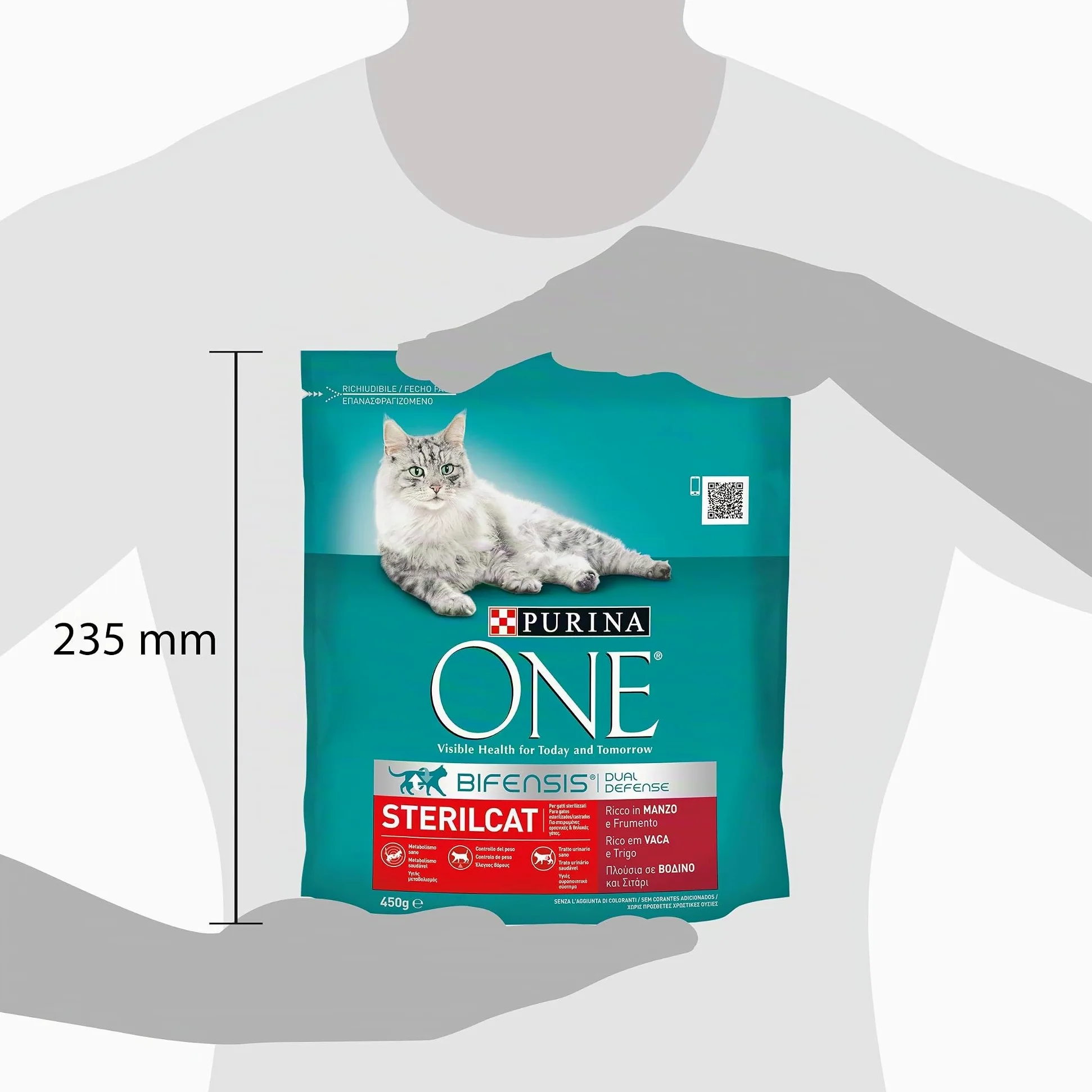Purina One Bifensis Sterilcat Crocchette Gatto Sterlizzato, Ricco in Manzo e Frumento - 10 sacchi da 450 g ciascuno (Confezione da 10 x 450 g) | Confezione 10x450g | Difese immunitarie