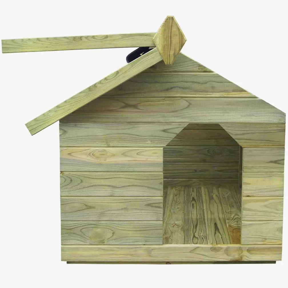 Cuccia per cani in legno di pino impregnato con tetto in carta catrame, apribile per la pulizia e la ventilazione, resistente alle intemperie e alla muffa, facile da montare