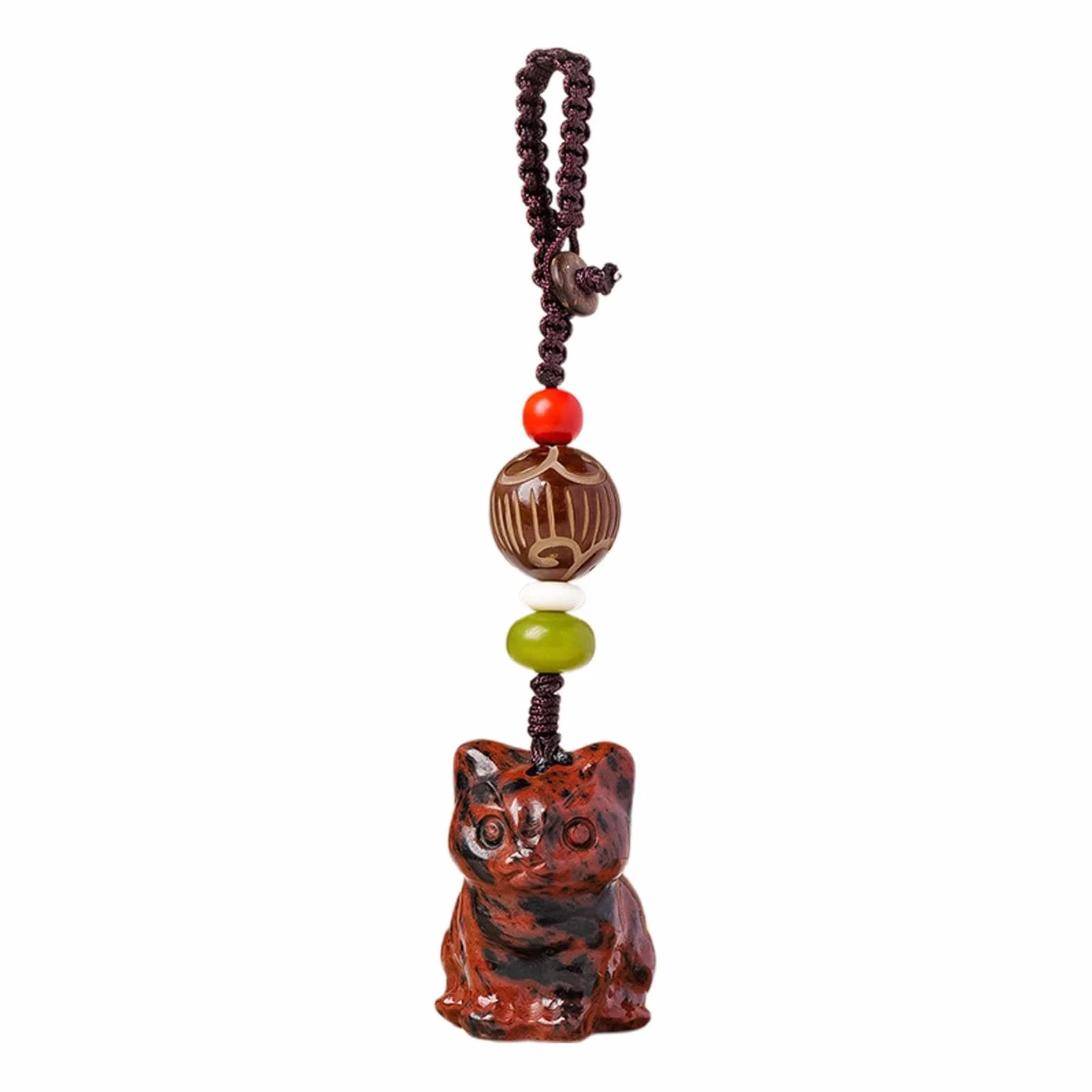 Fluorite Natural Stone Cat Pendant Lucky Charm Woman Portable Design