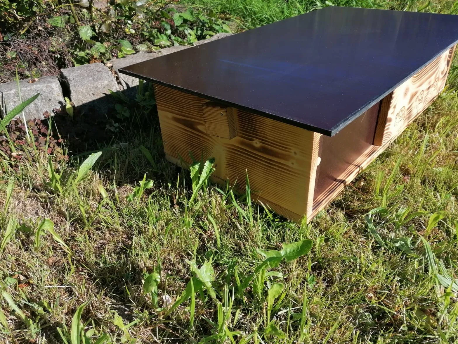 Woid Casaletto per tartarughe di alta qualità in legno massiccio bruciato (SH6) Resistente alle intemperie, con fondo e porta, ventilazione regolabile, ruota libera