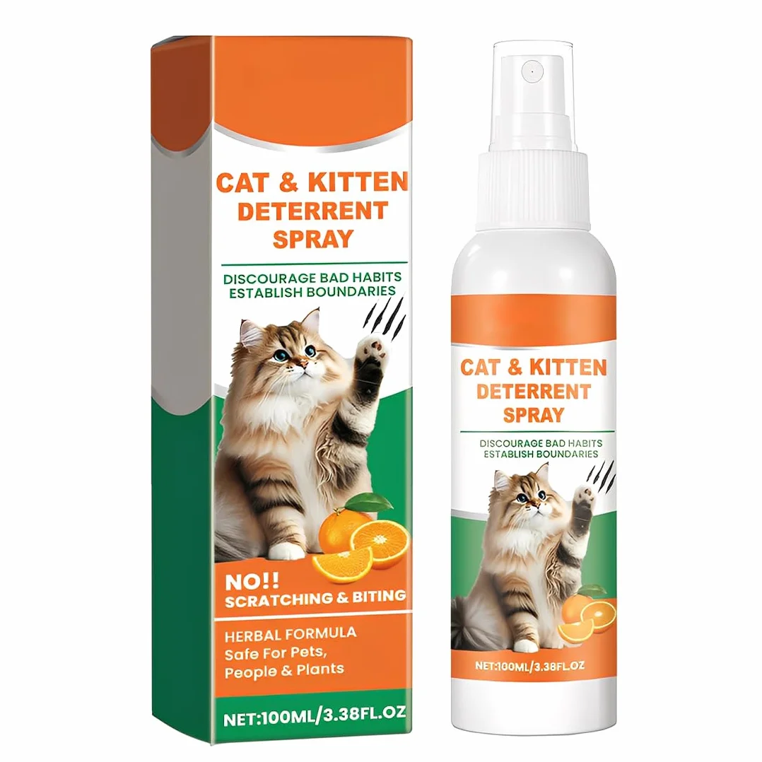 Spray Repellente per Gatti,100ml Repellente Gatti e Spray AntiGraffio,Dissuasori per Gatti,Uso Interno ed Esterno,Protezione del Divano e Mobili,Protezione Divano Graffi Gatto