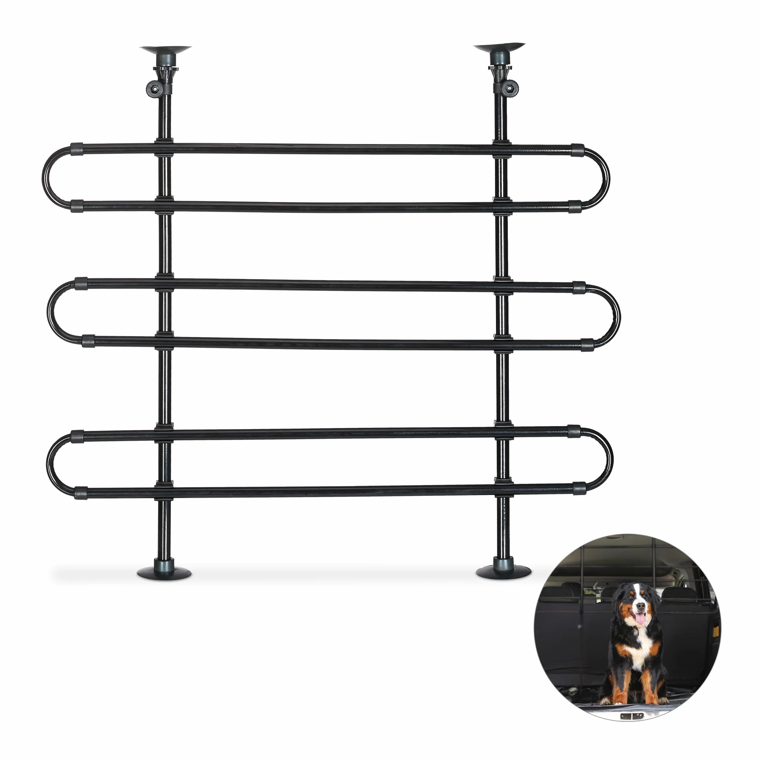 Relaxdays Divisorio Auto per Cani, Griglia Protettiva, da Agganciare, Universale, Altezza & Larghezza Regolabili, Nero