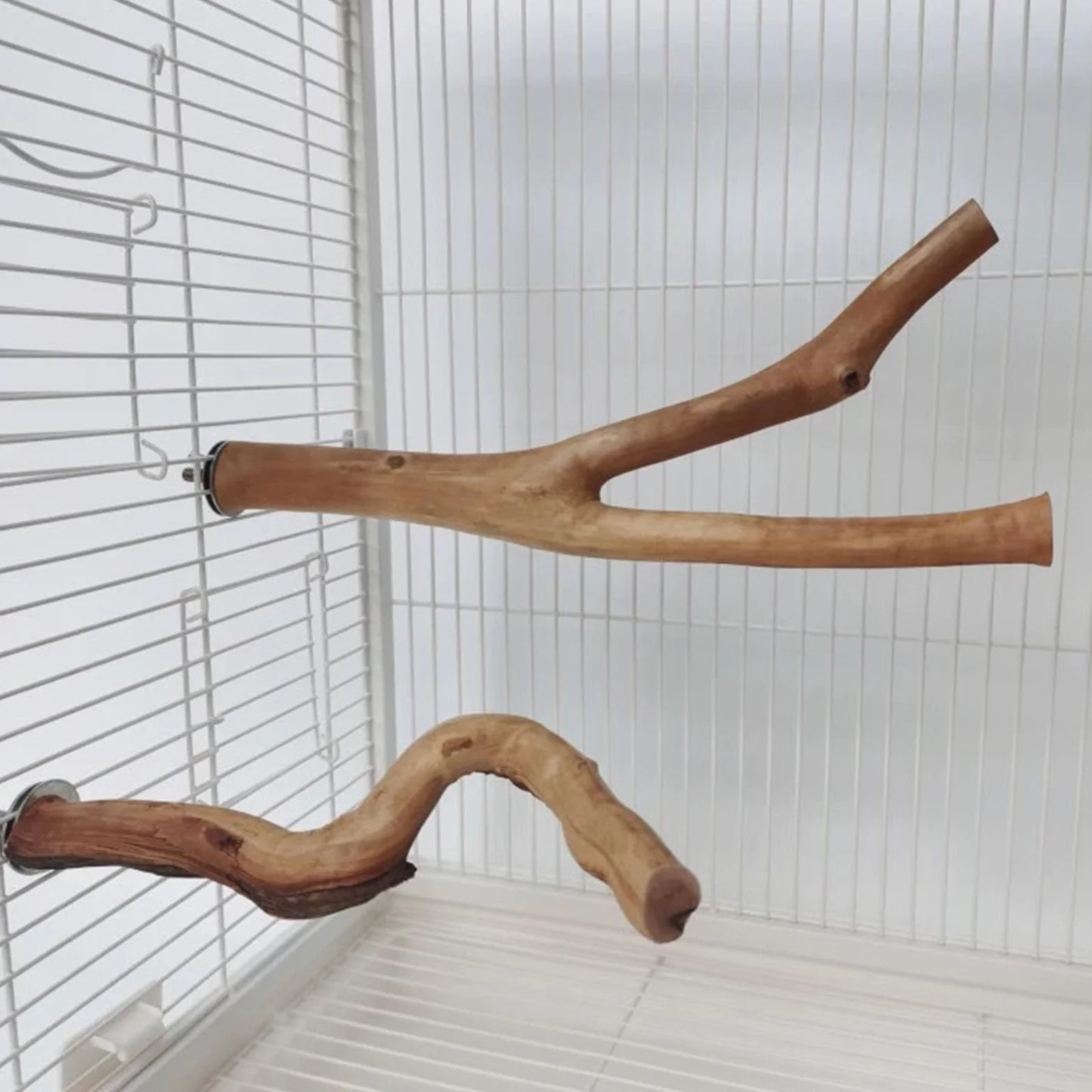 Woohome 5 Pz Posatoi in Legno di Uccelli, Posatoi per Uccelli in Legno di Uva, Trespolo per Uccelli e Pappagalli, Ramo D'uva Naturale Giocattolo Posatoi per Uccelli Legno Naturale per Cacatua