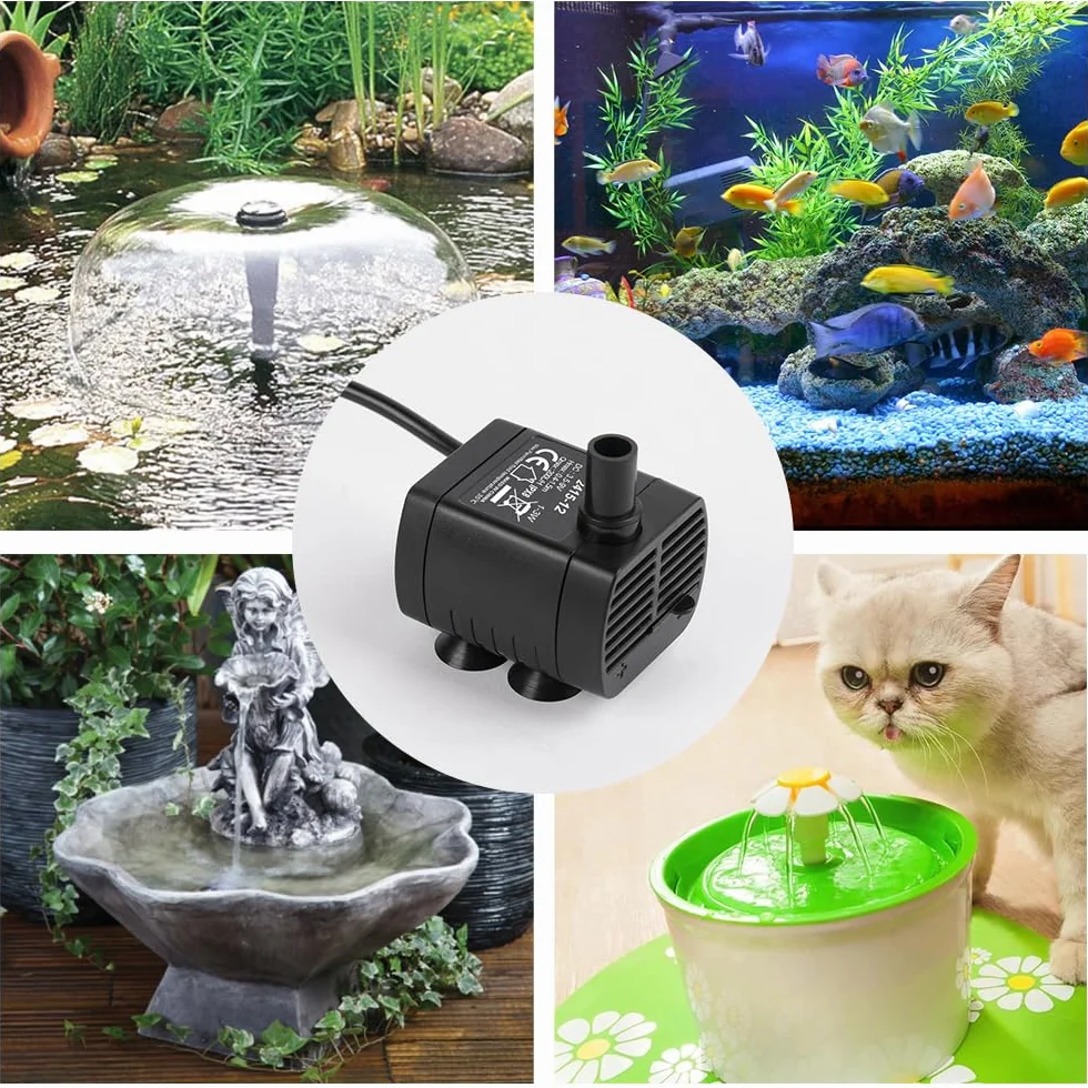 flintronic Pompa Fontanella per Gatti, 3W Pompa Dell'Acqua Per Animali Domestici, Pompe Per Acquario USB, Motorino Pompetta Acqua Presepe, 3.5-9V 1-3W (0.4-1.5m) 200L/H, Super Silenziosa