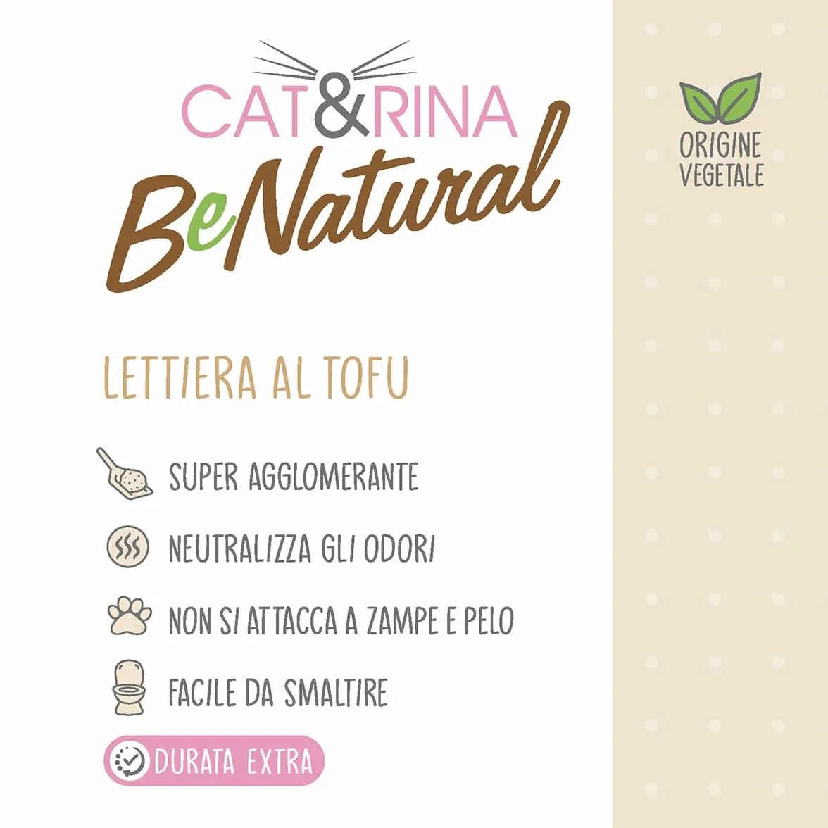 Cat&Rina lettiera per gatti al tofu da 10l. Lettiera gatto agglomerante vegetale. Fino a 60 giorni di utilizzo. Si smaltisce nell'organico o nel wc. Sabbia anti odore formato maxi. Naturale, 1478.7