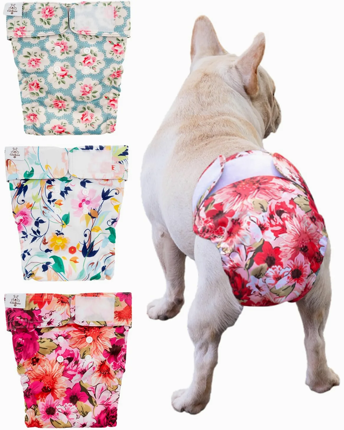 CuteBone Pannolini lavabili per cani Confezione da 3 pantaloni da addestramento per cuccioli per cani con coda agganciata WWD02XL-IT