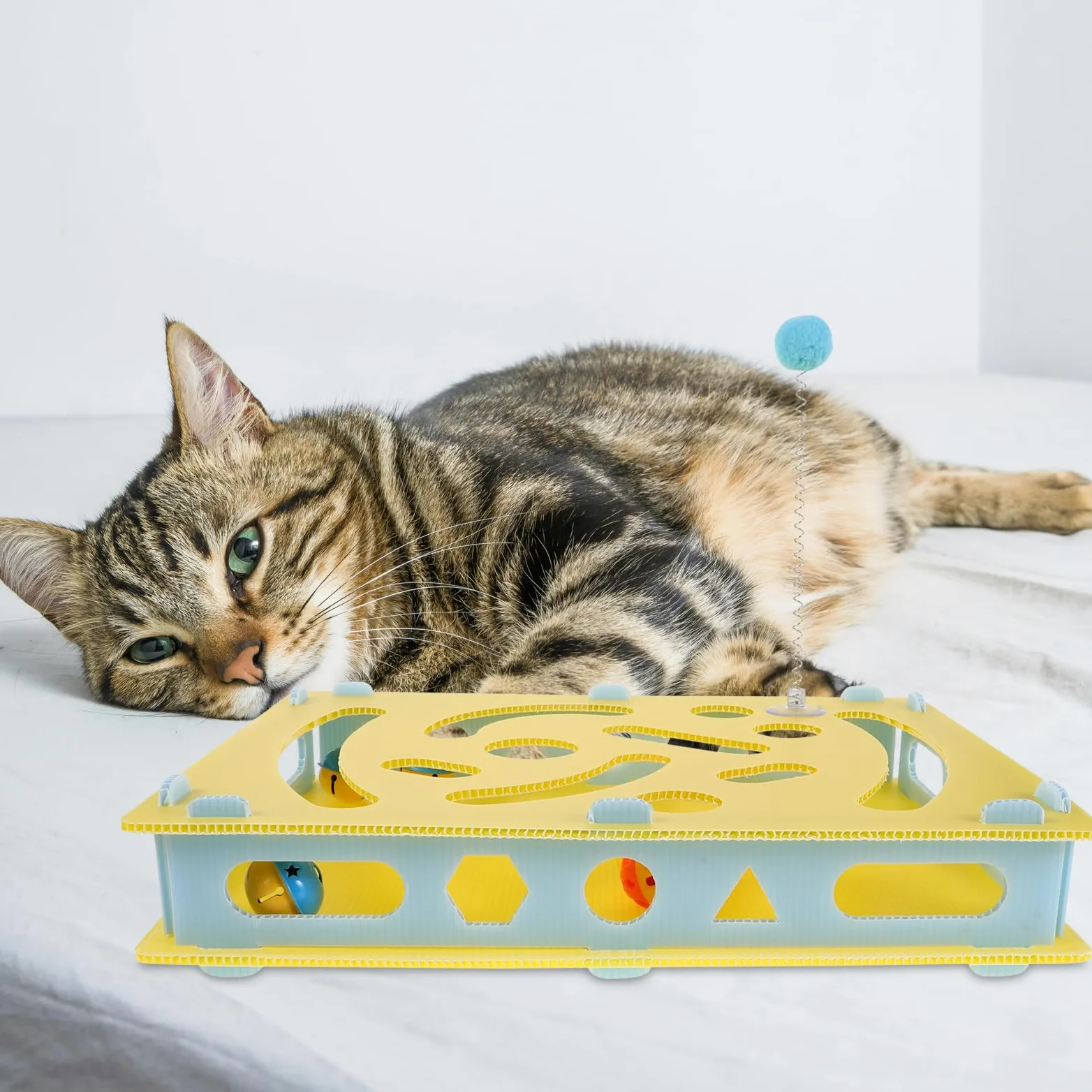 BESTonZON Gioco Interattivo per Gatti Labirinto Distributore di Cibo e Dolcetti Puzzle Giocattoli di Arricchimento per Alimentazione Lenta Supporto per attività Fisiche e Stimolazione Mental